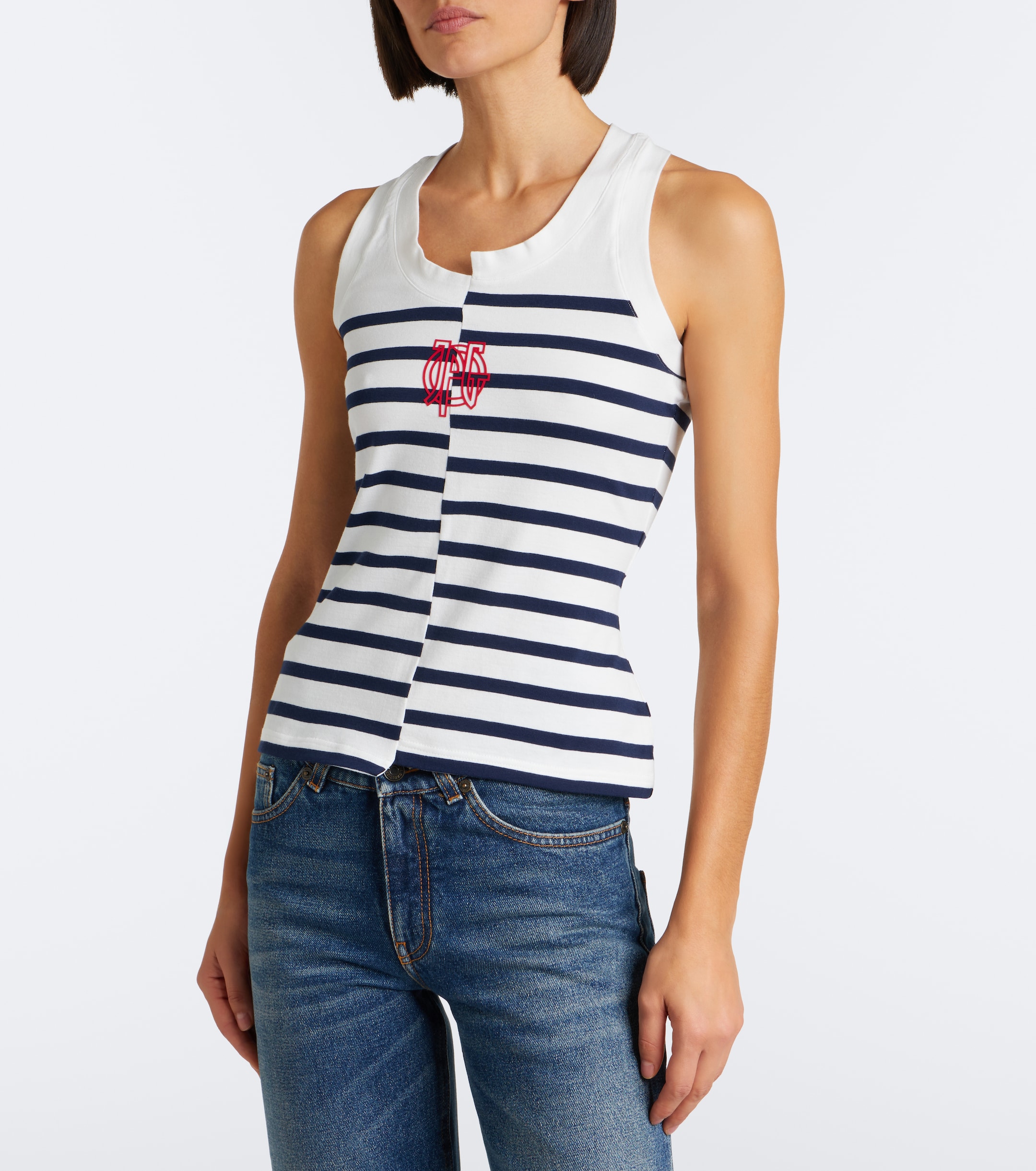 Jean Paul Gaultier Jean Paul Gaultier Striped cotton-blend jersey tank top