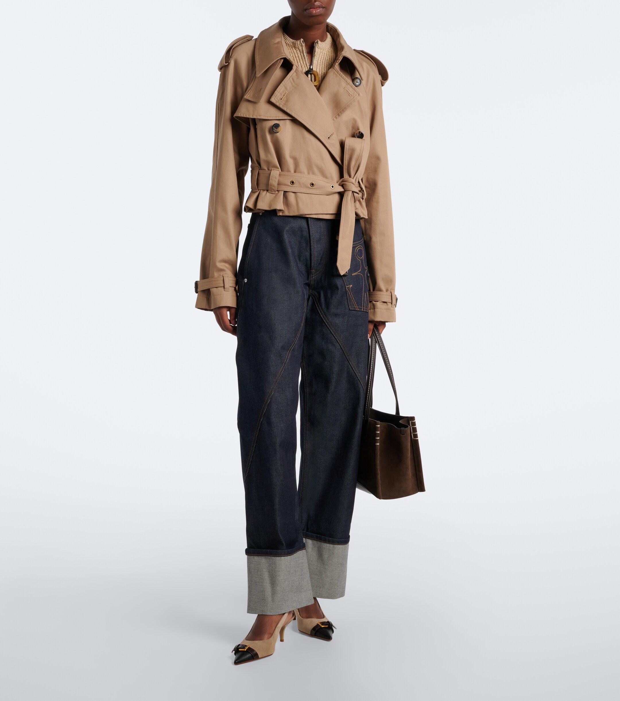 Jw Anderson JW Anderson Leather-trimmed suede slingback pumps