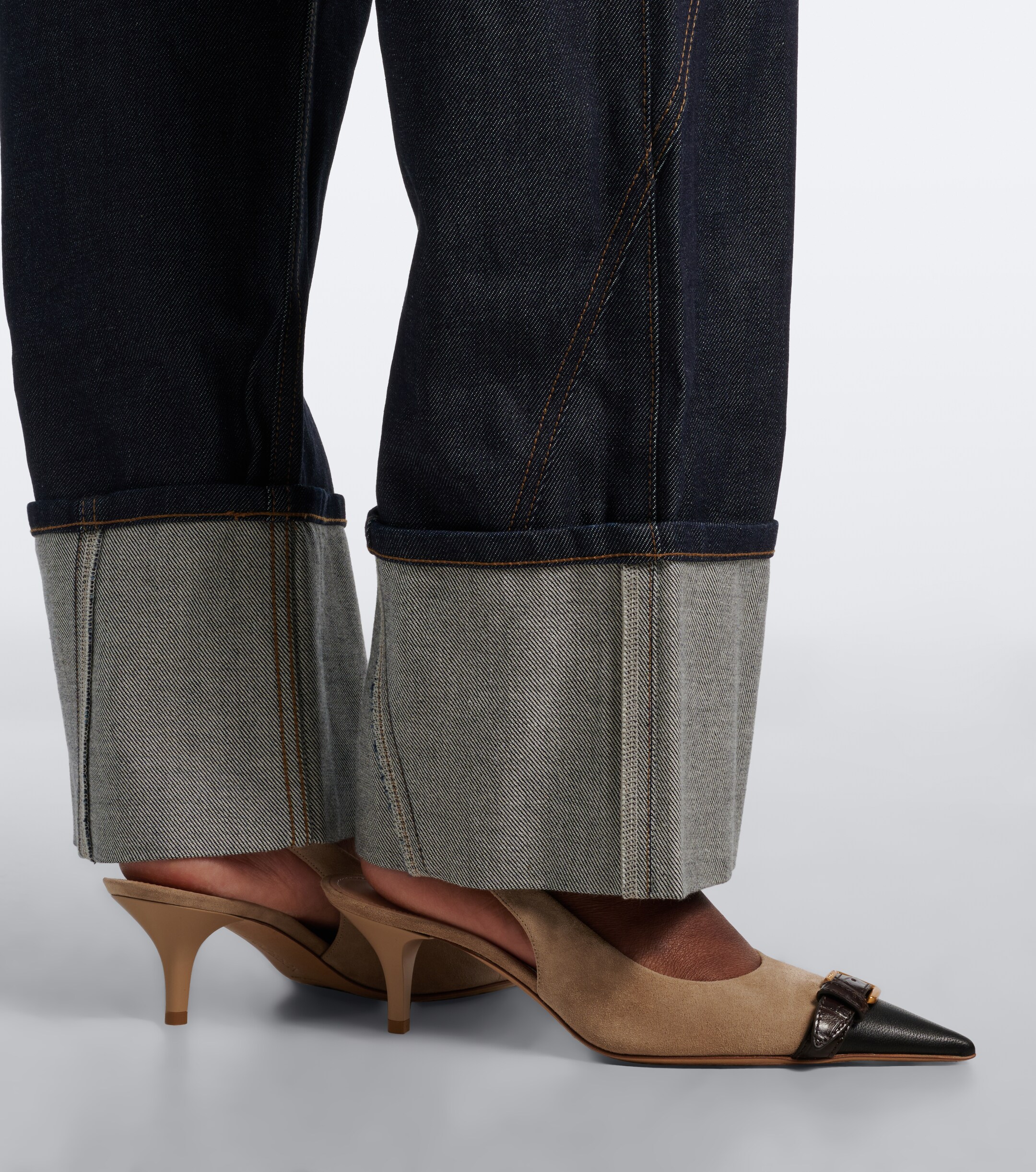 Jw Anderson JW Anderson Leather-trimmed suede slingback pumps