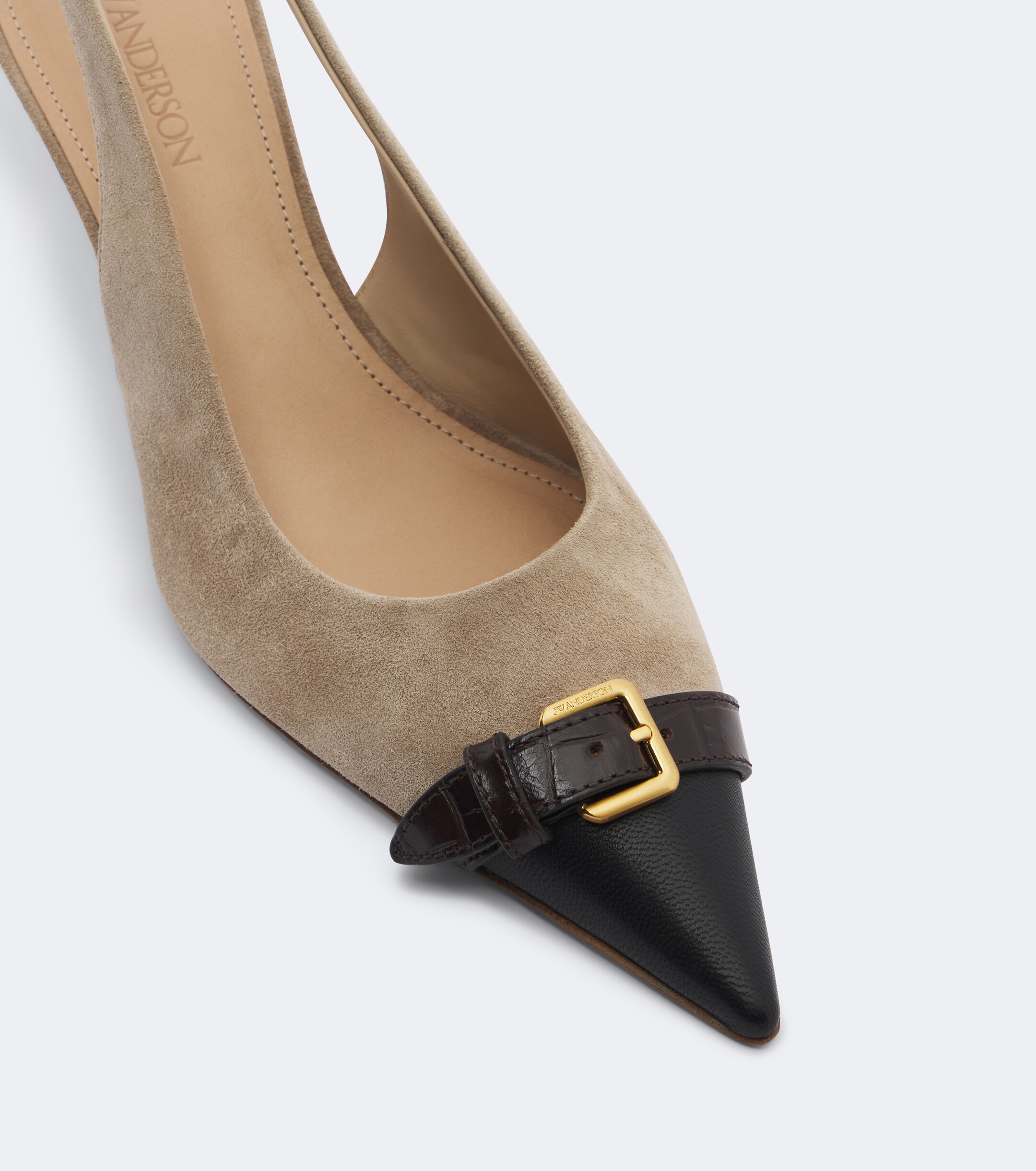 Jw Anderson JW Anderson Leather-trimmed suede slingback pumps