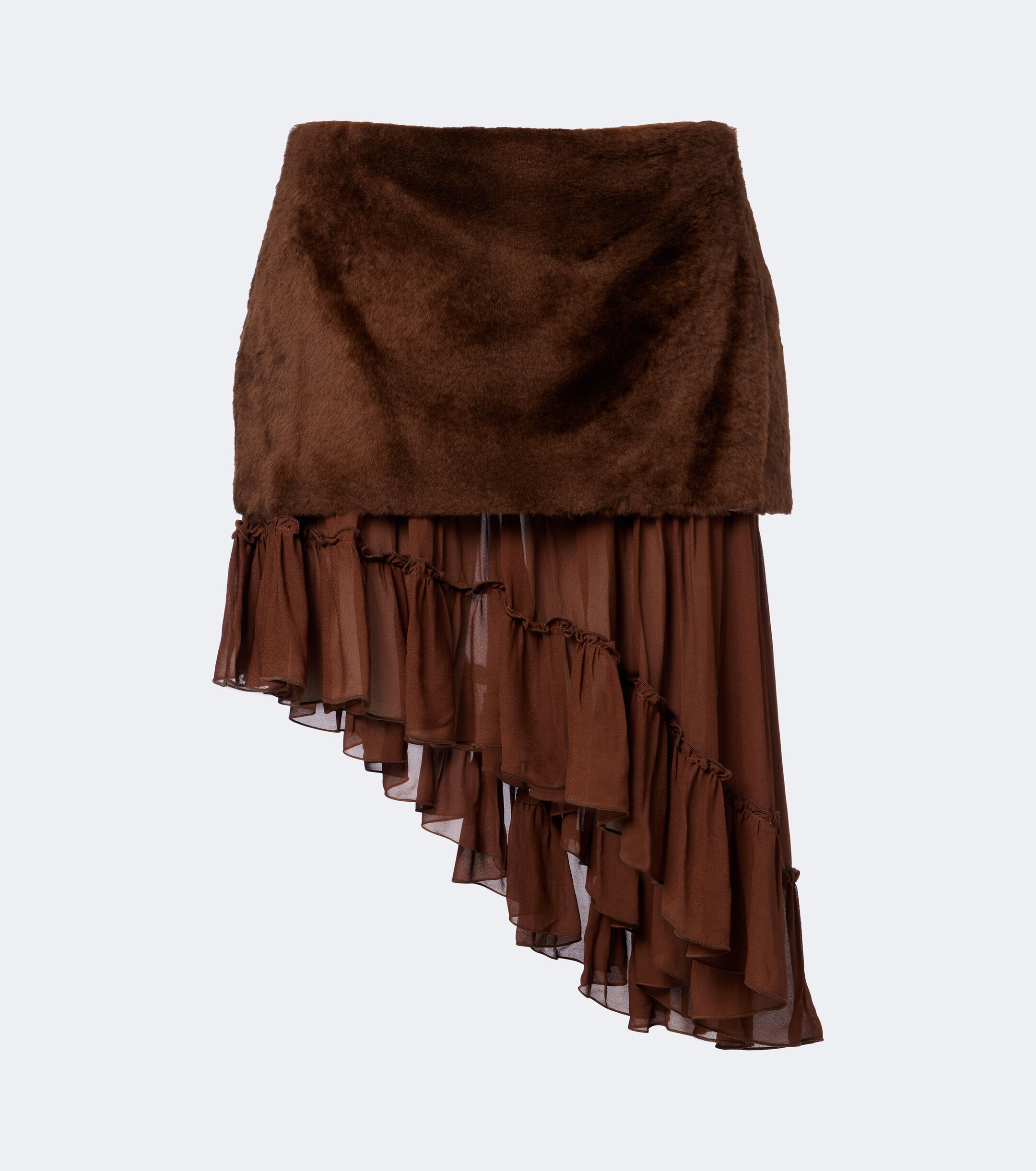 Jacques Wei Jacques Wei Layered shearling and chiffon miniskirt