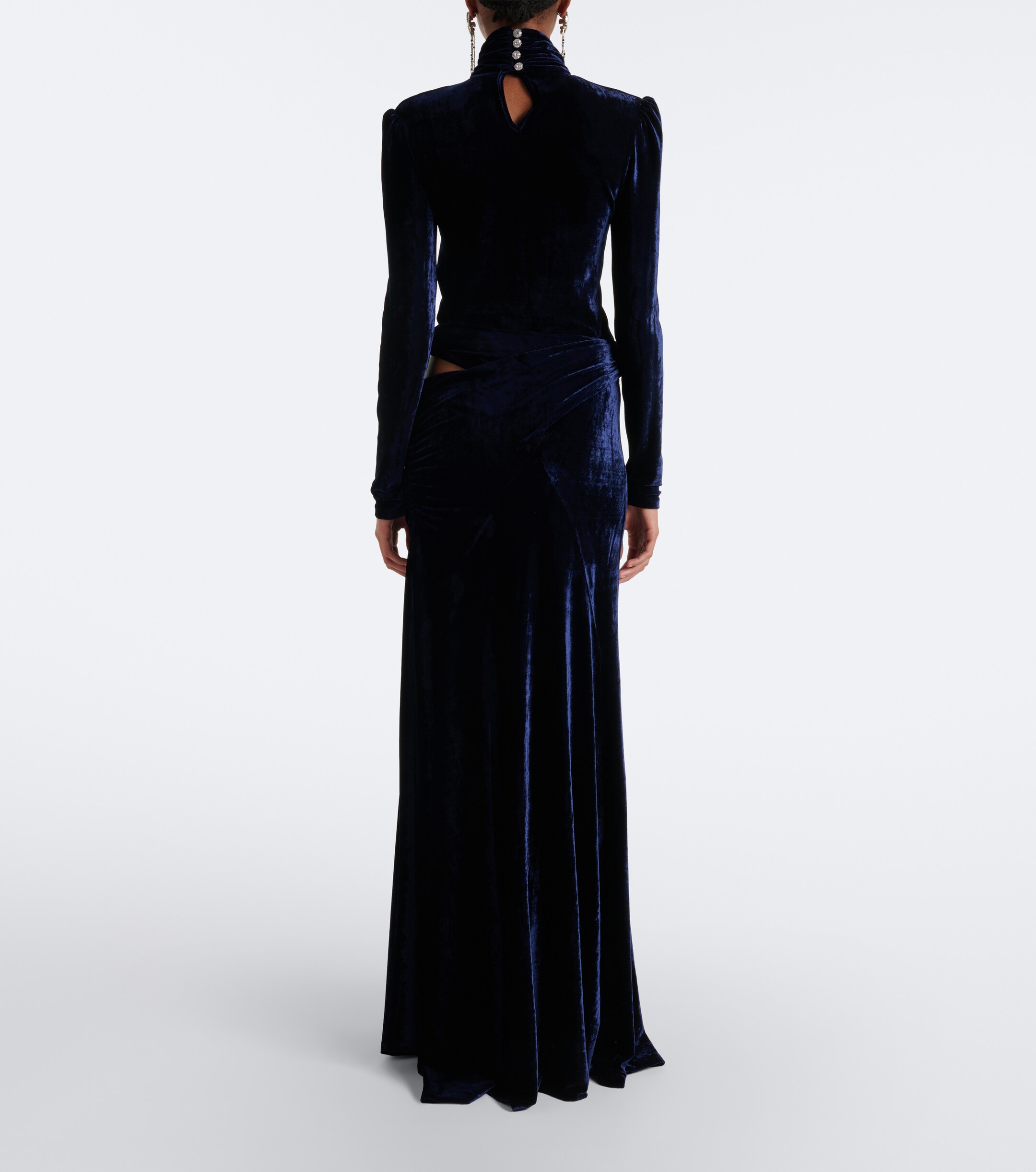 Rabanne Rabanne Draped embellished velvet maxi skirt