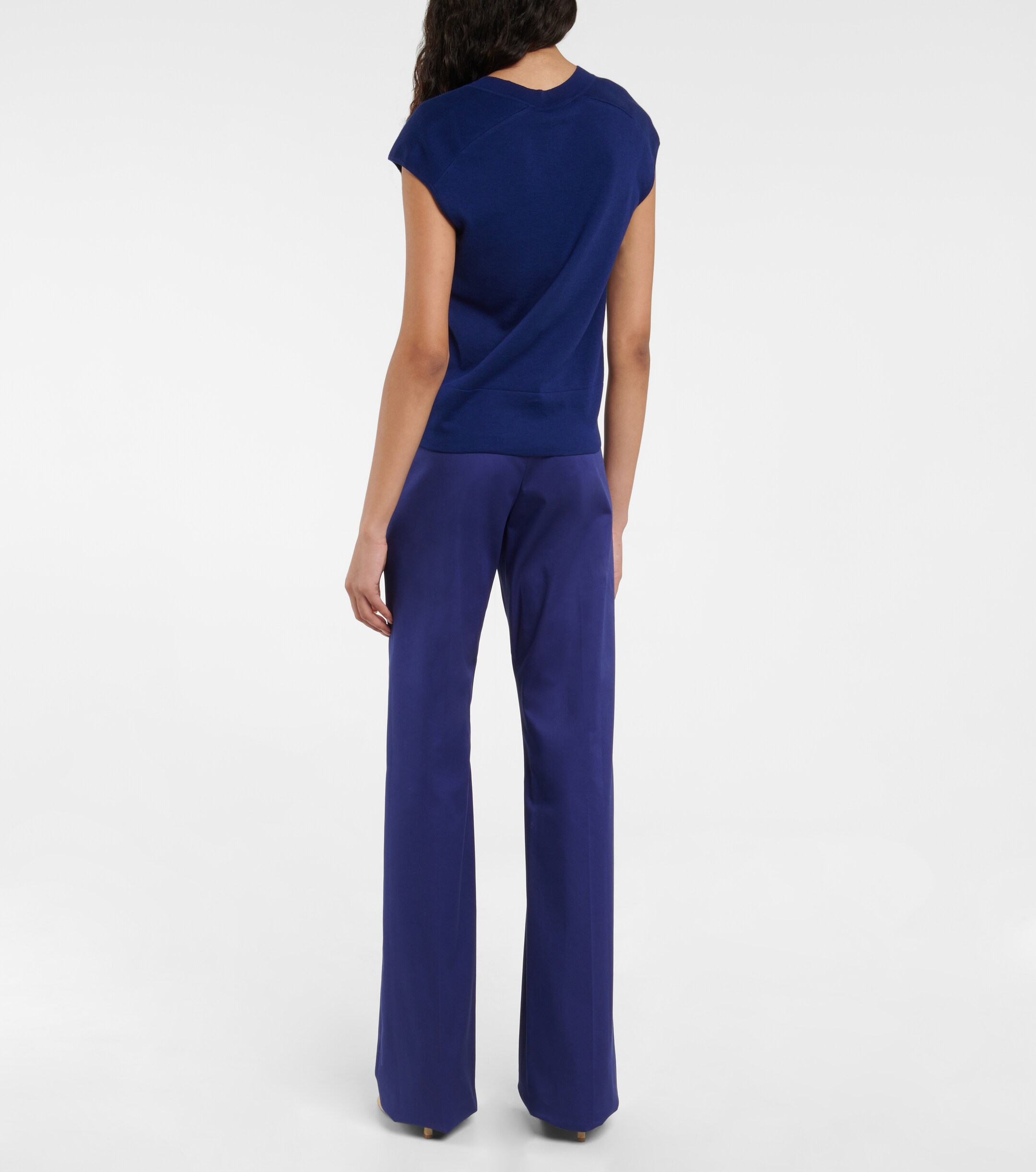Ferragamo Silk-paneled cotton knit top