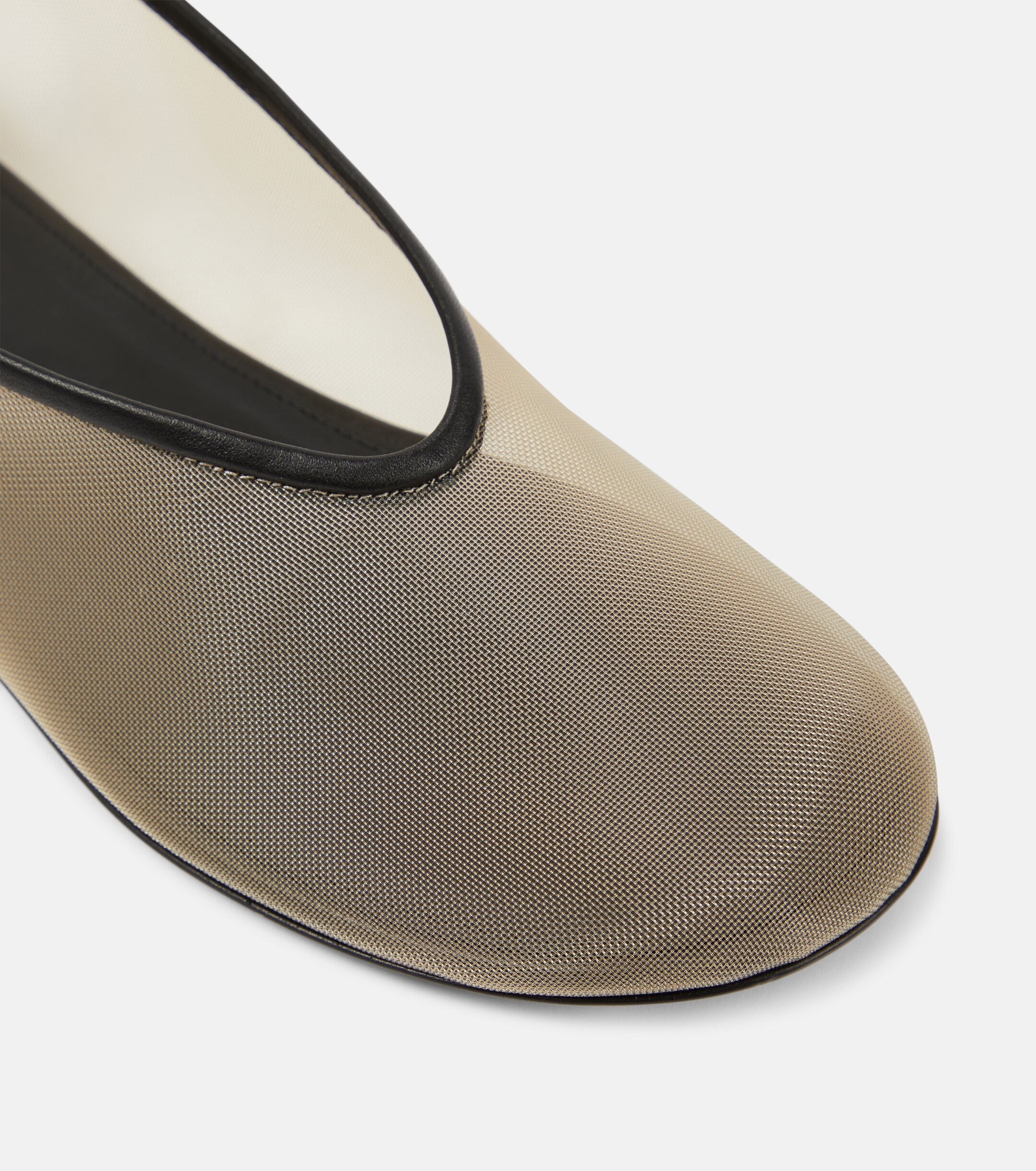 KHAITE Marcy leather-trimmed mesh ballet flats