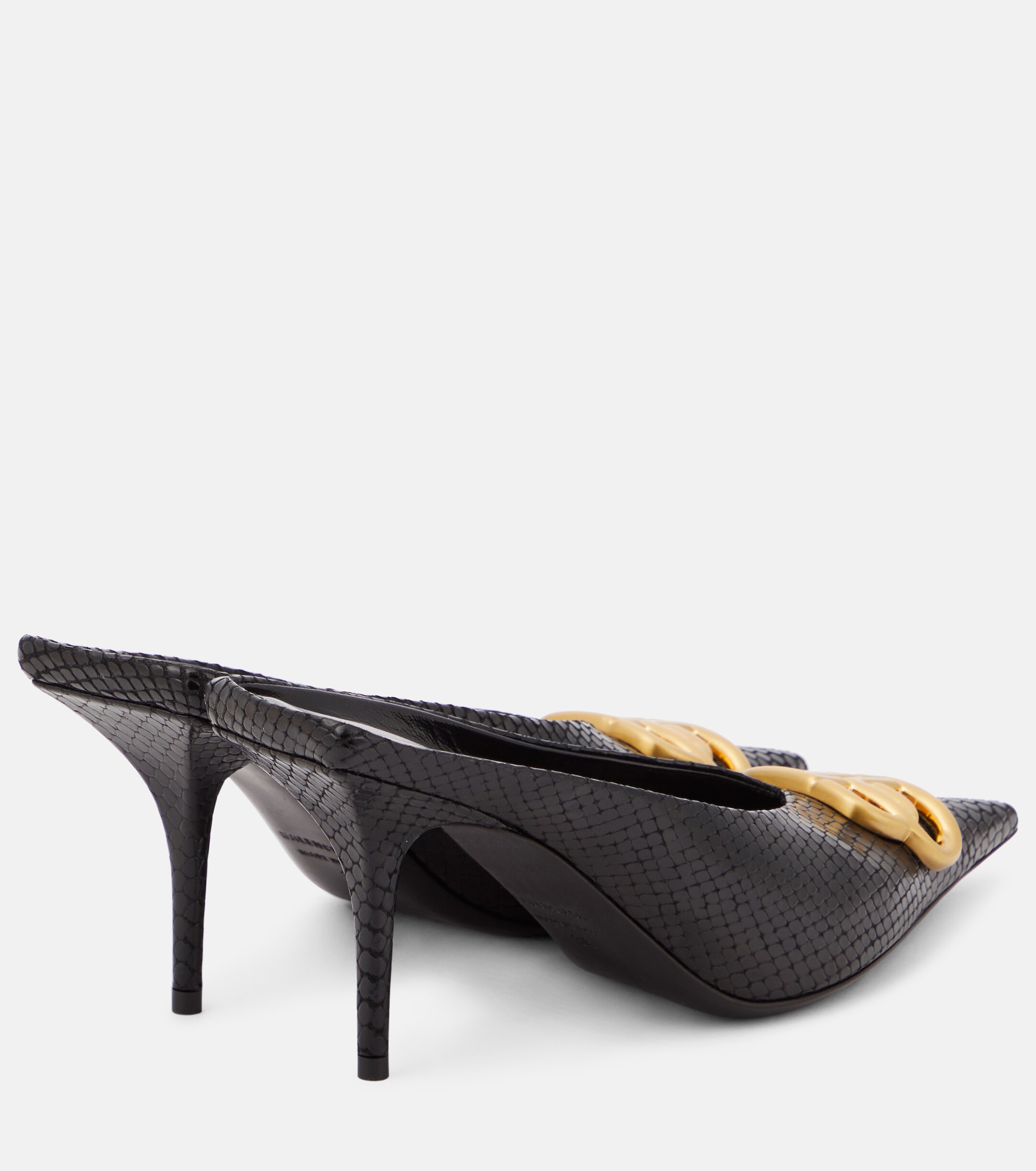 Balenciaga - Square Knife BB 80 metallic leather mules | Plush