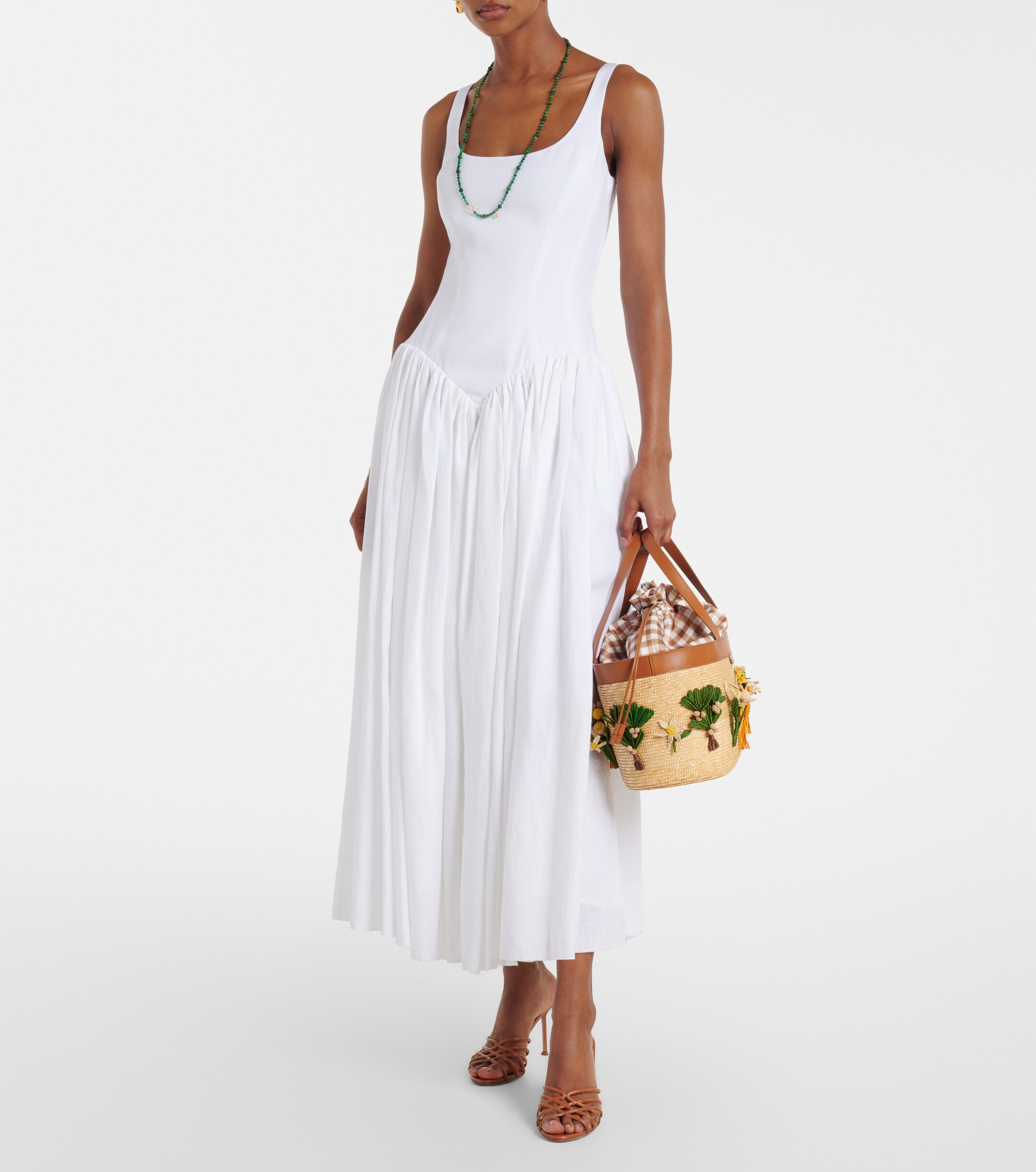 AQUAZZURA Birdsong appliqué raffia tote bag