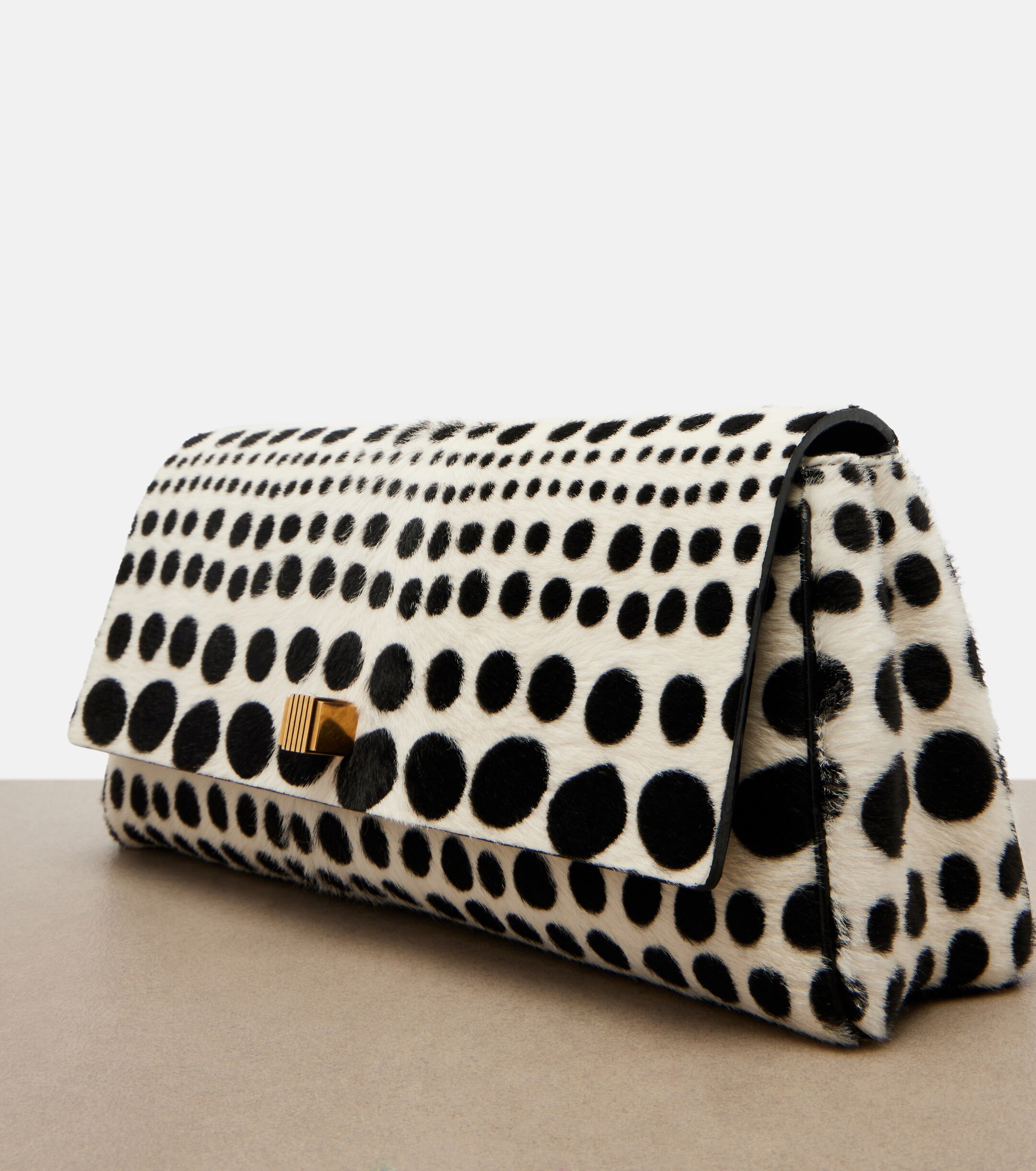 KHAITE Audrey polka-dot calf hair clutch