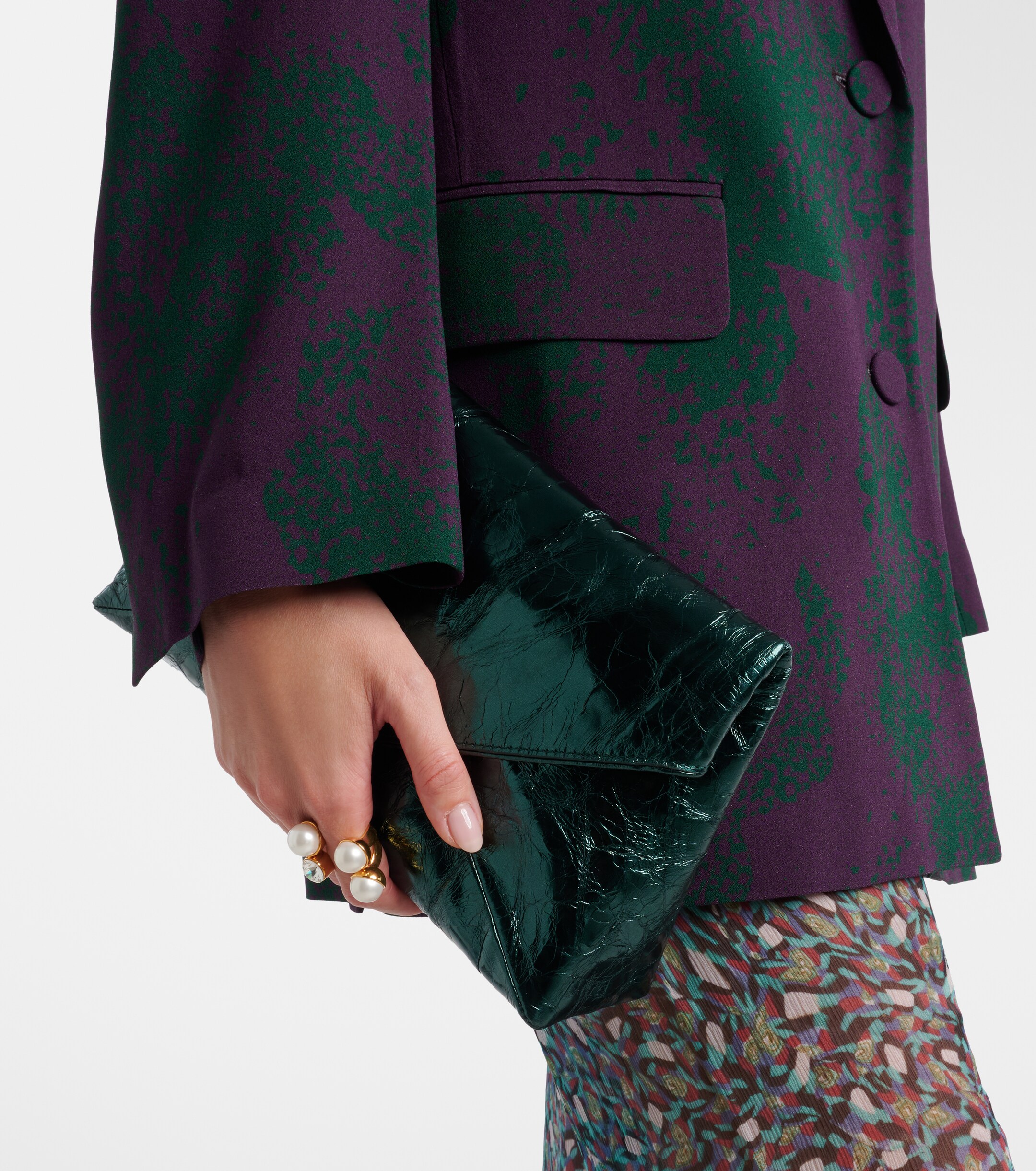 Dries Van Noten Medium metallic leather clutch