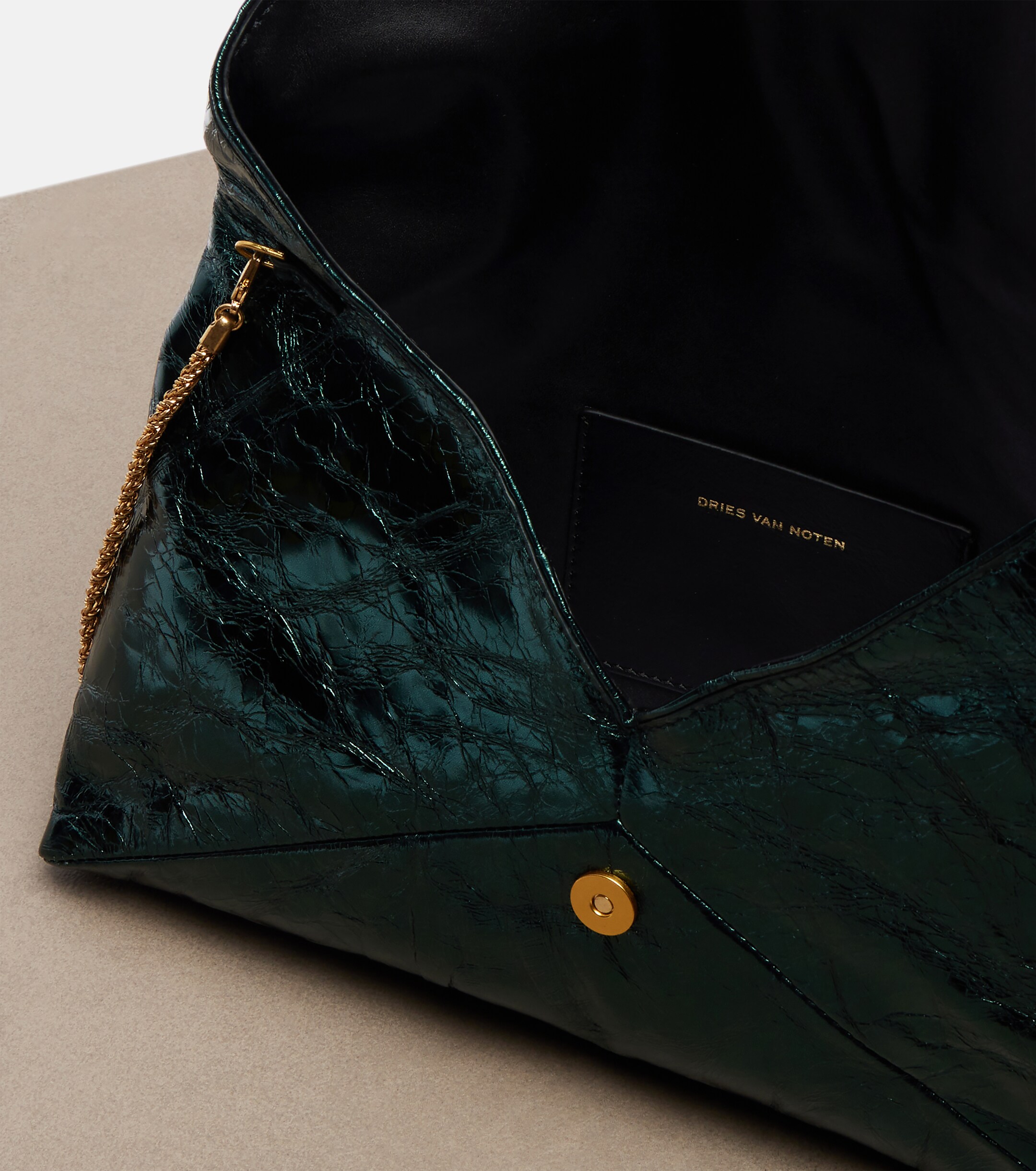 Dries Van Noten Medium metallic leather clutch