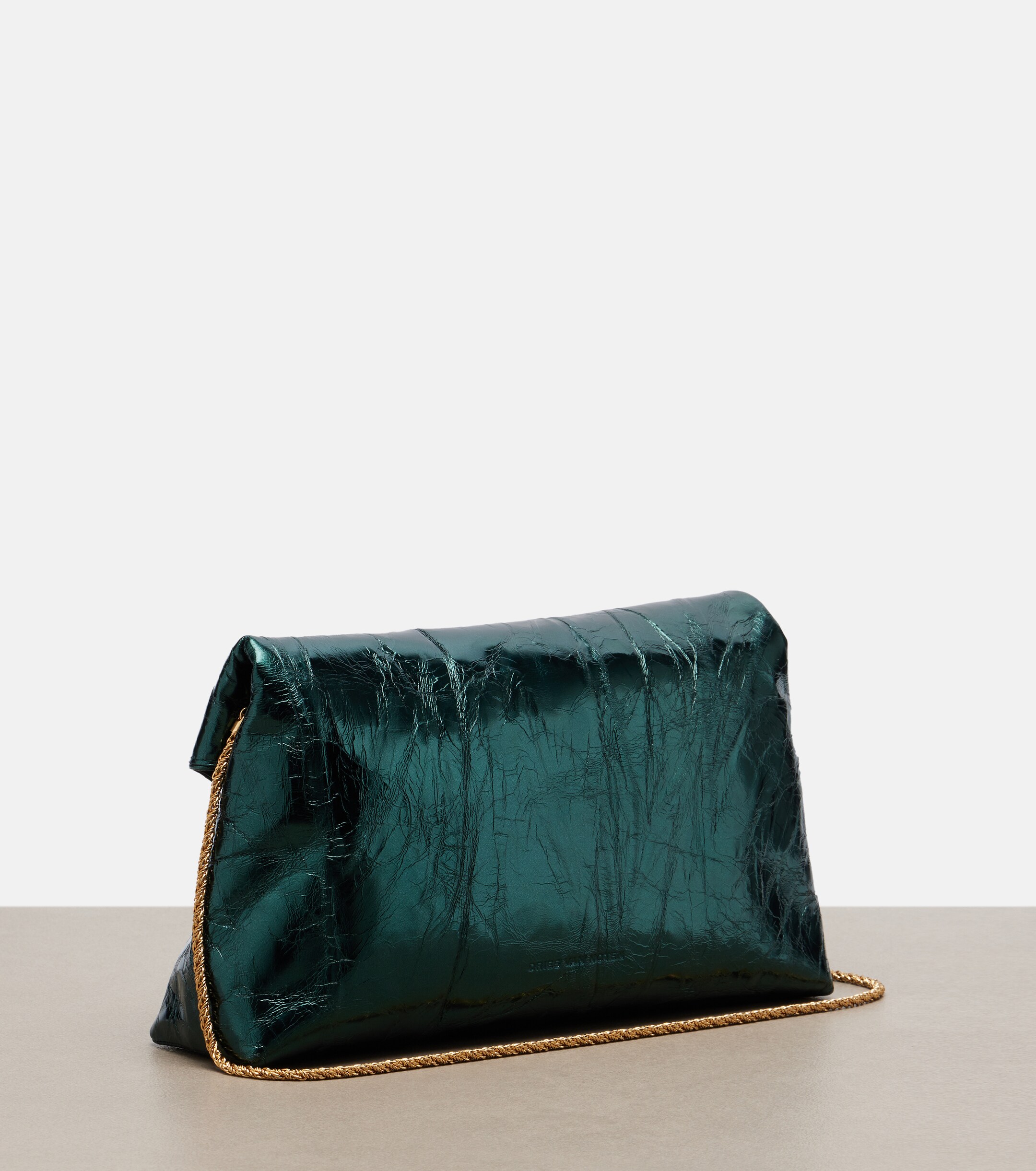 Dries Van Noten Medium metallic leather clutch