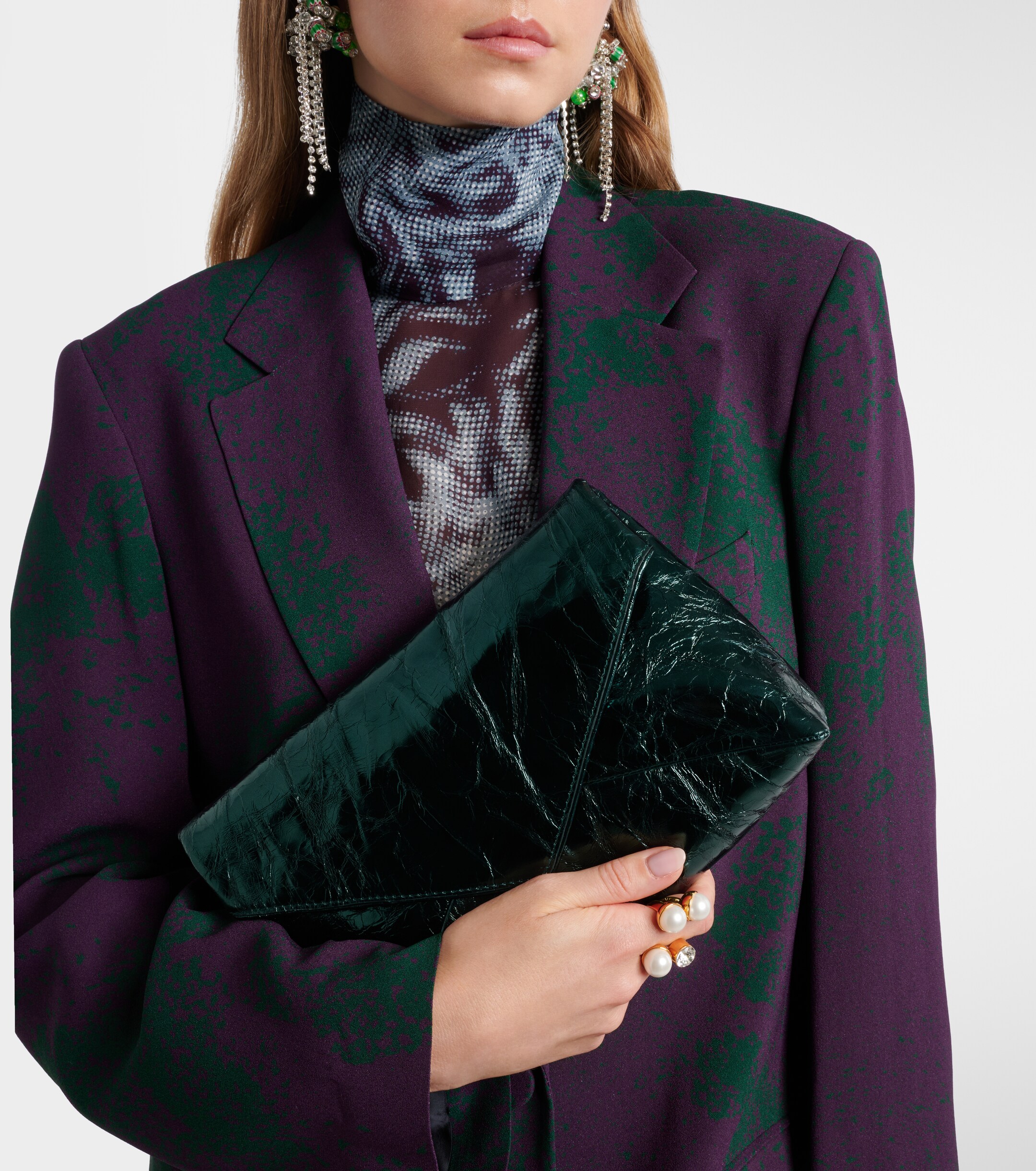 Dries Van Noten Medium metallic leather clutch