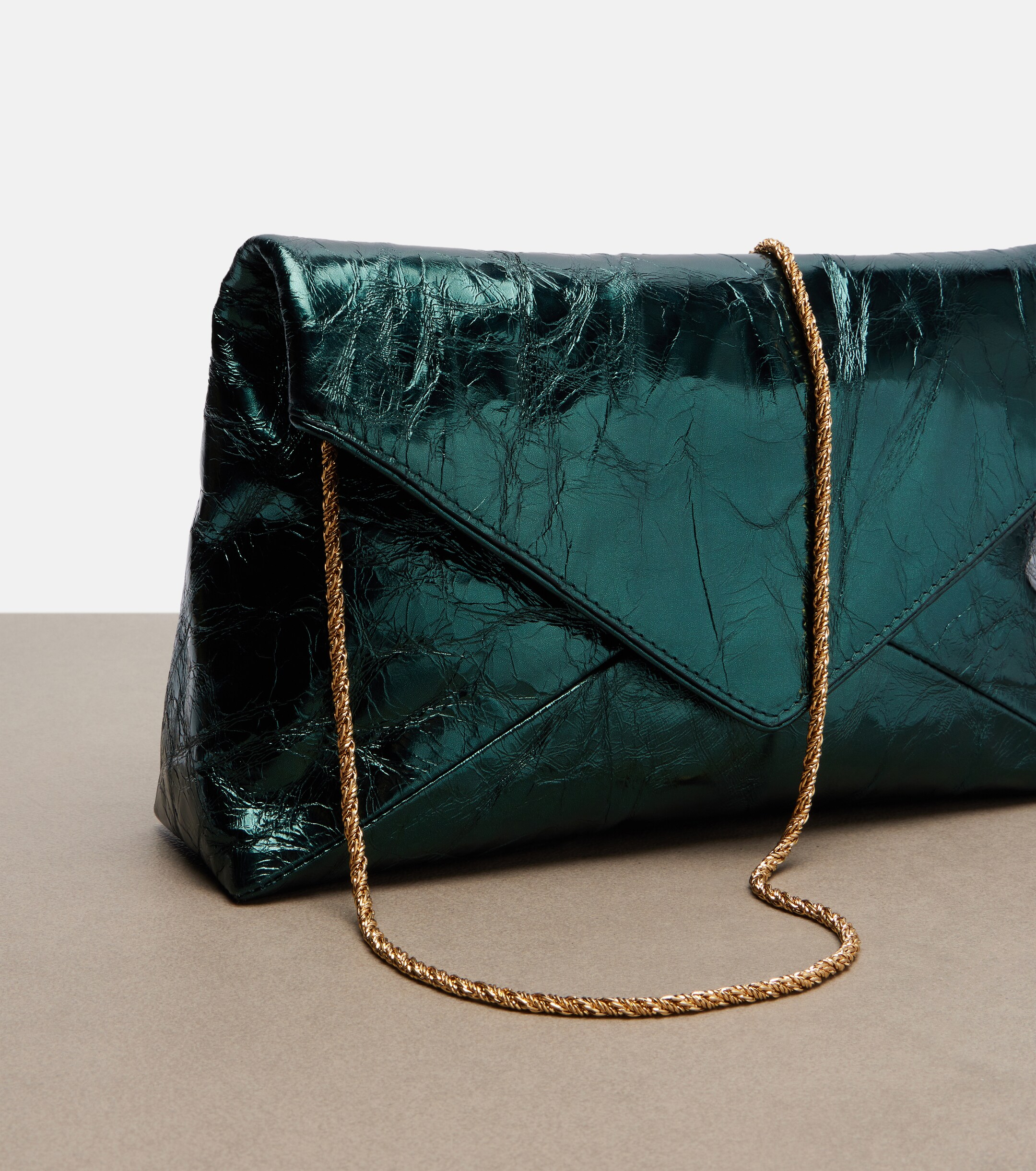 Dries Van Noten Medium metallic leather clutch