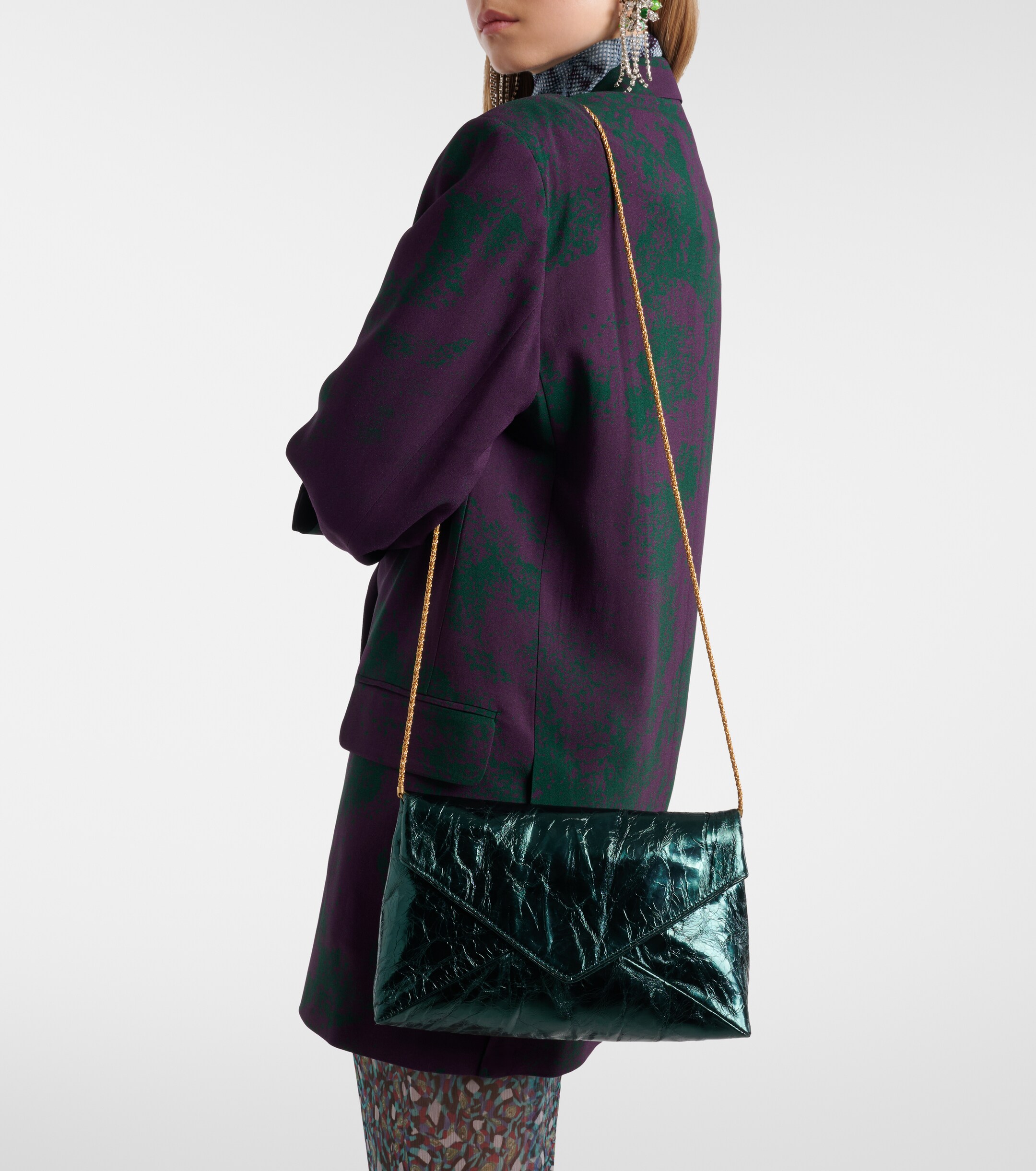 Dries Van Noten Medium metallic leather clutch