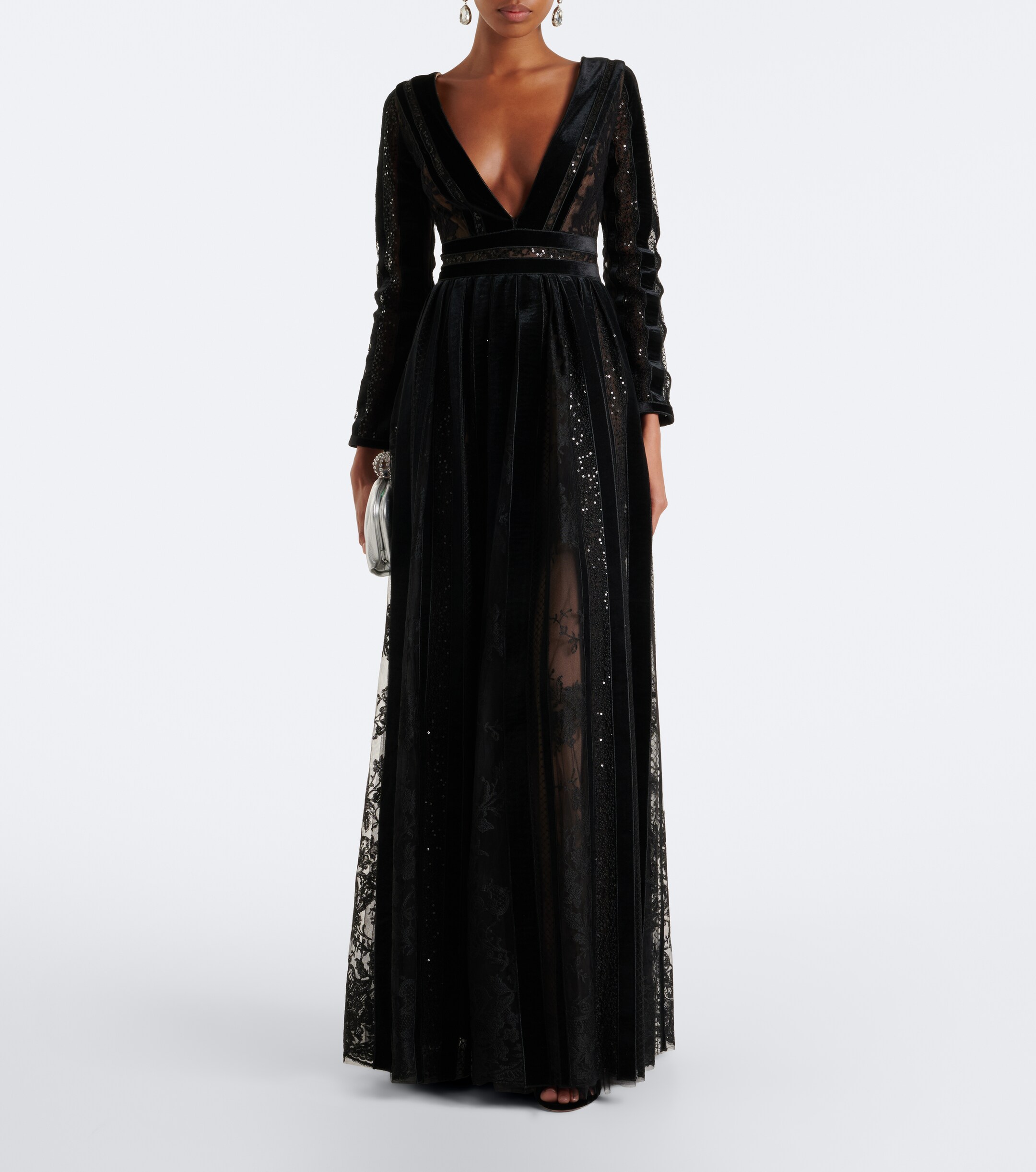 Costarellos Costarellos Malena sequined lace and velvet gown