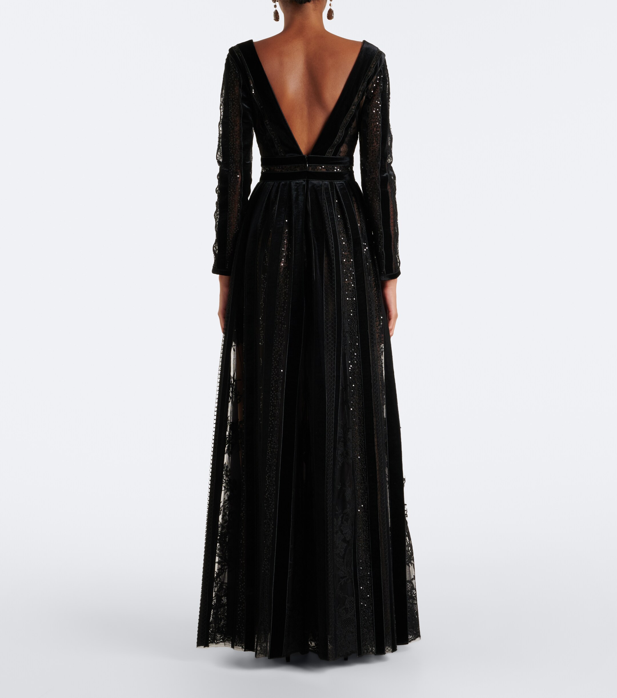 Costarellos Costarellos Malena sequined lace and velvet gown