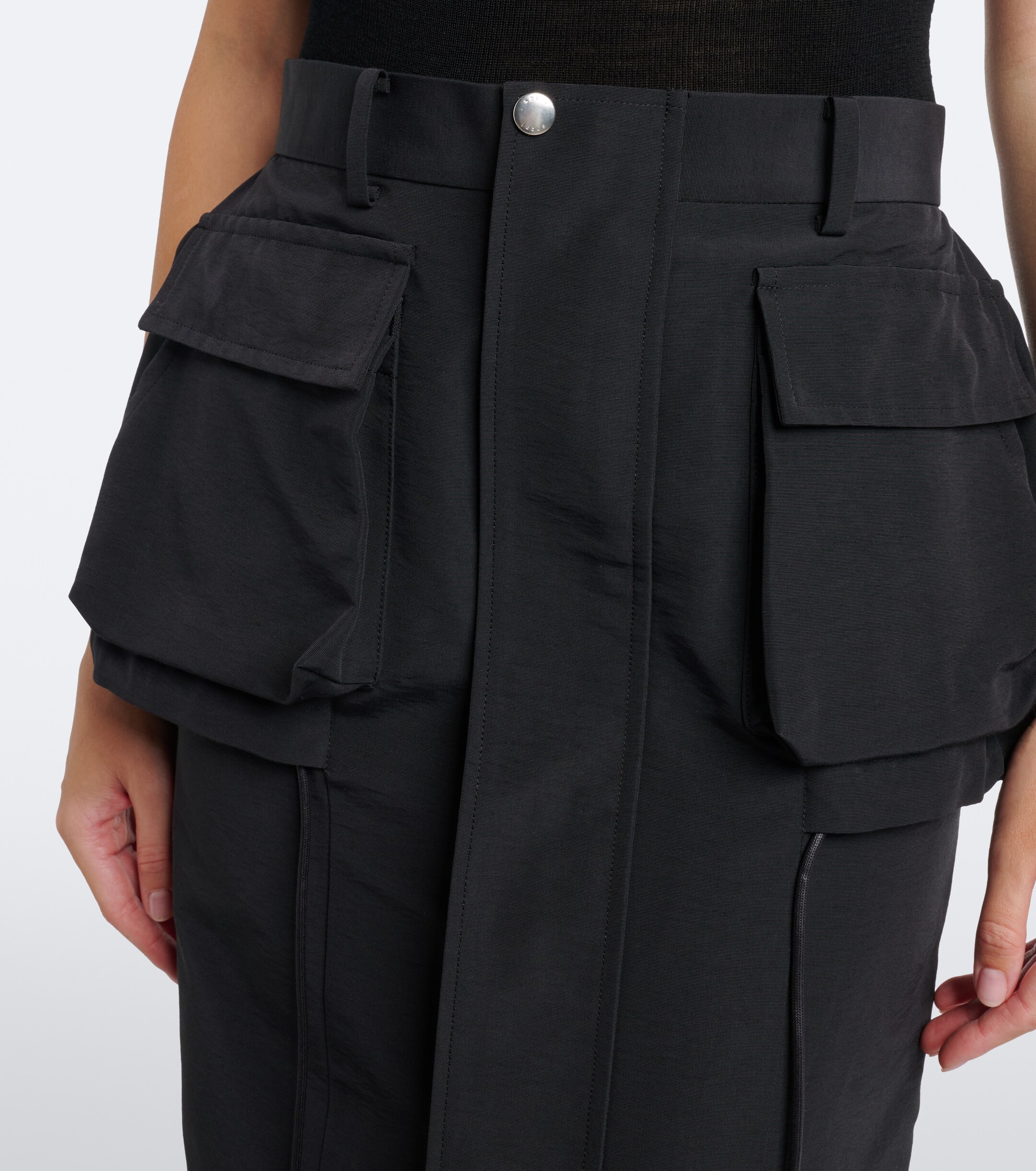 Sacai Sacai Cotton-blend zip-up midi skirt