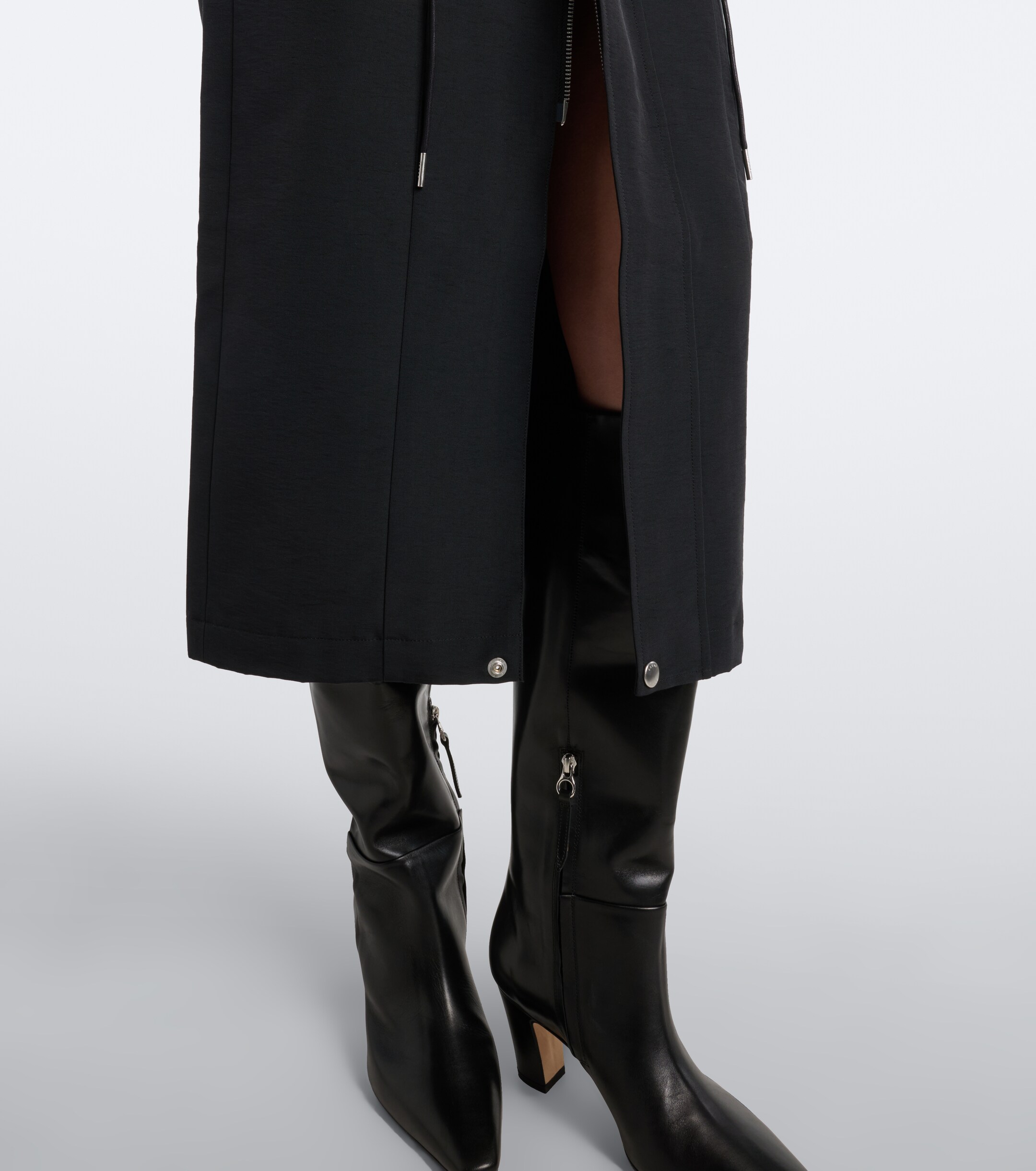 Sacai Sacai Cotton-blend zip-up midi skirt