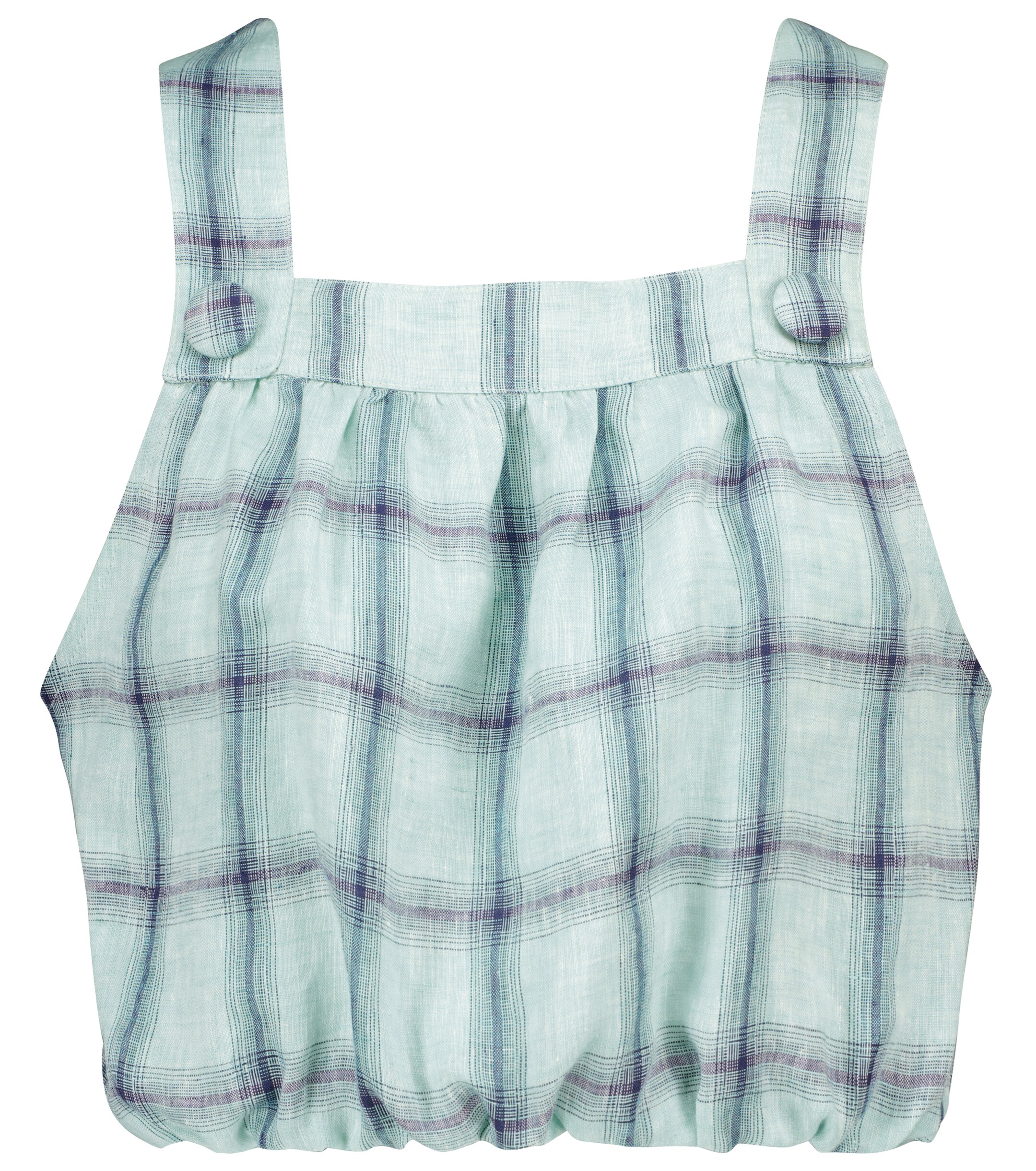 Lisa Marie Fernandez Blouson checked linen crop top thumbnail