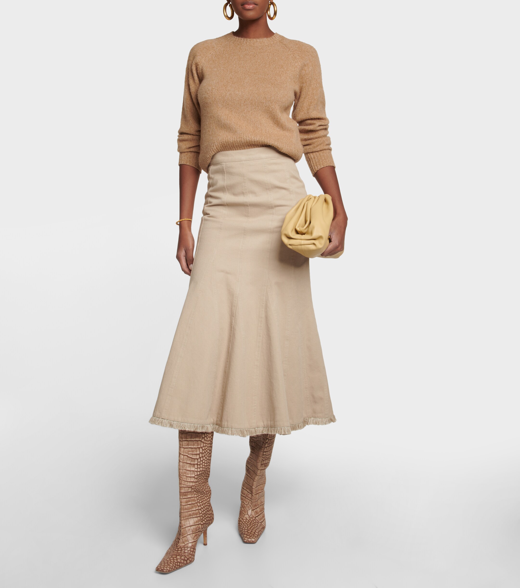 Max Mara Pleated high-rise cotton midi skirt