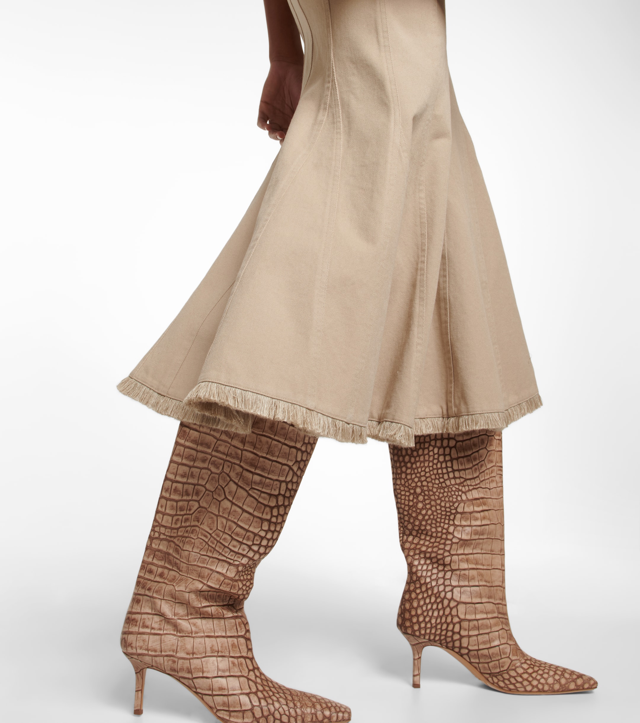 Max Mara Pleated high-rise cotton midi skirt