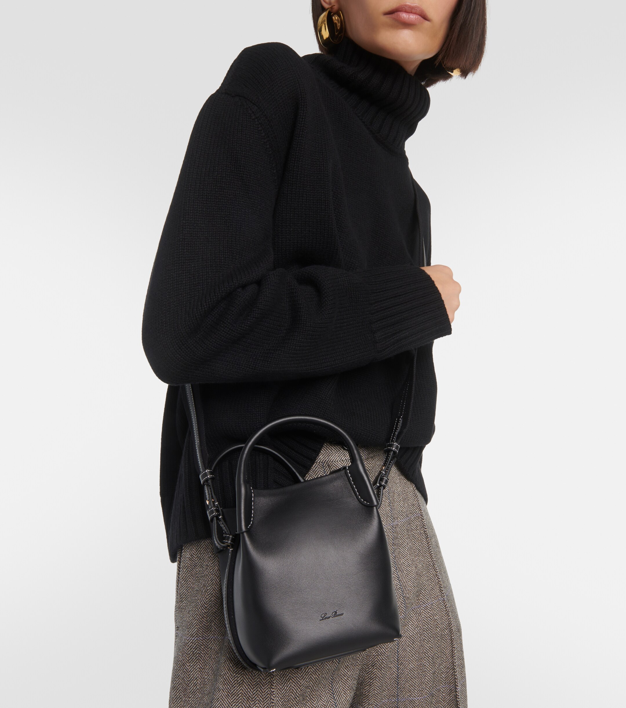Loro Piana Bale Small leather bucket bag
