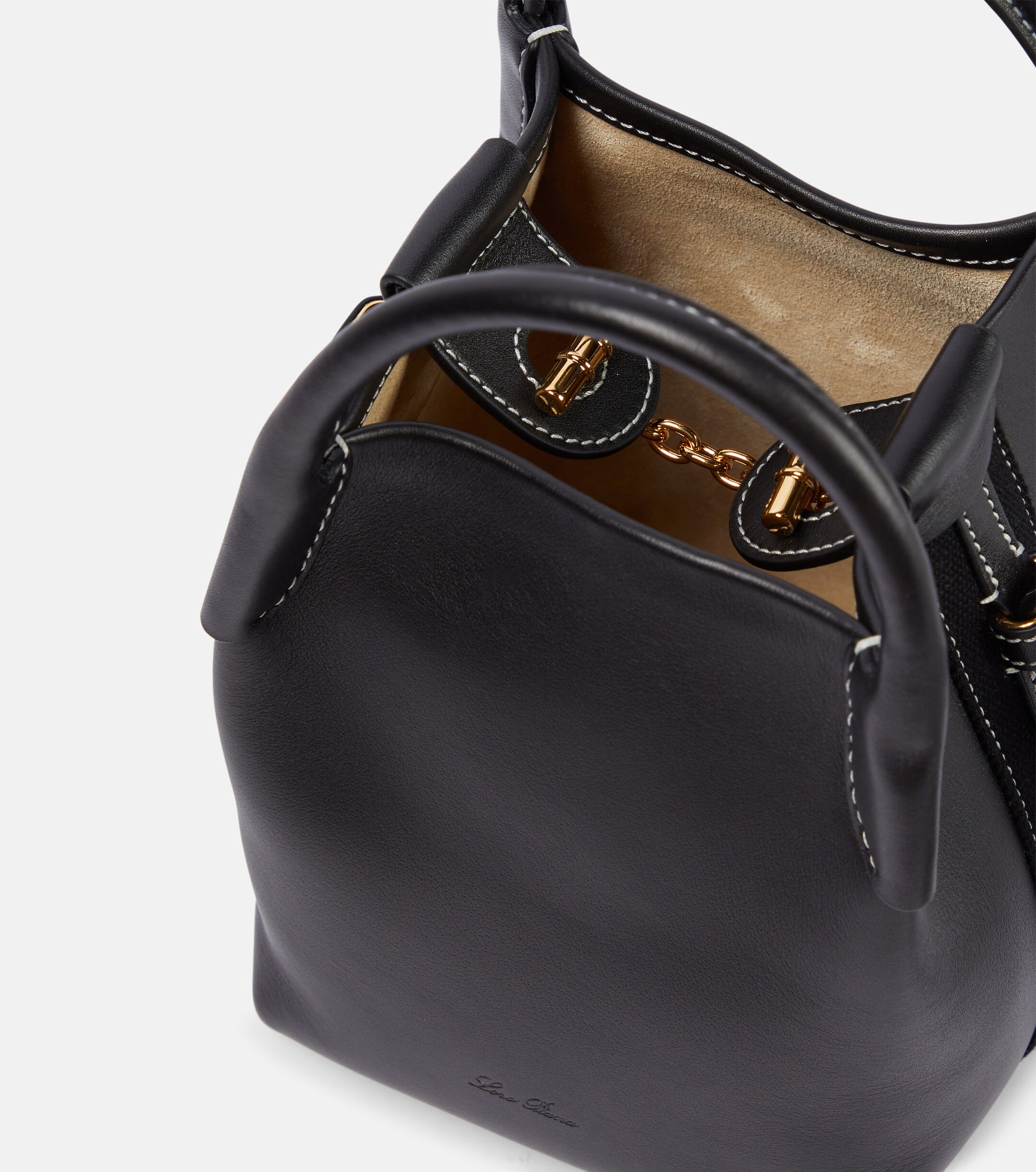 Loro Piana Bale Small leather bucket bag