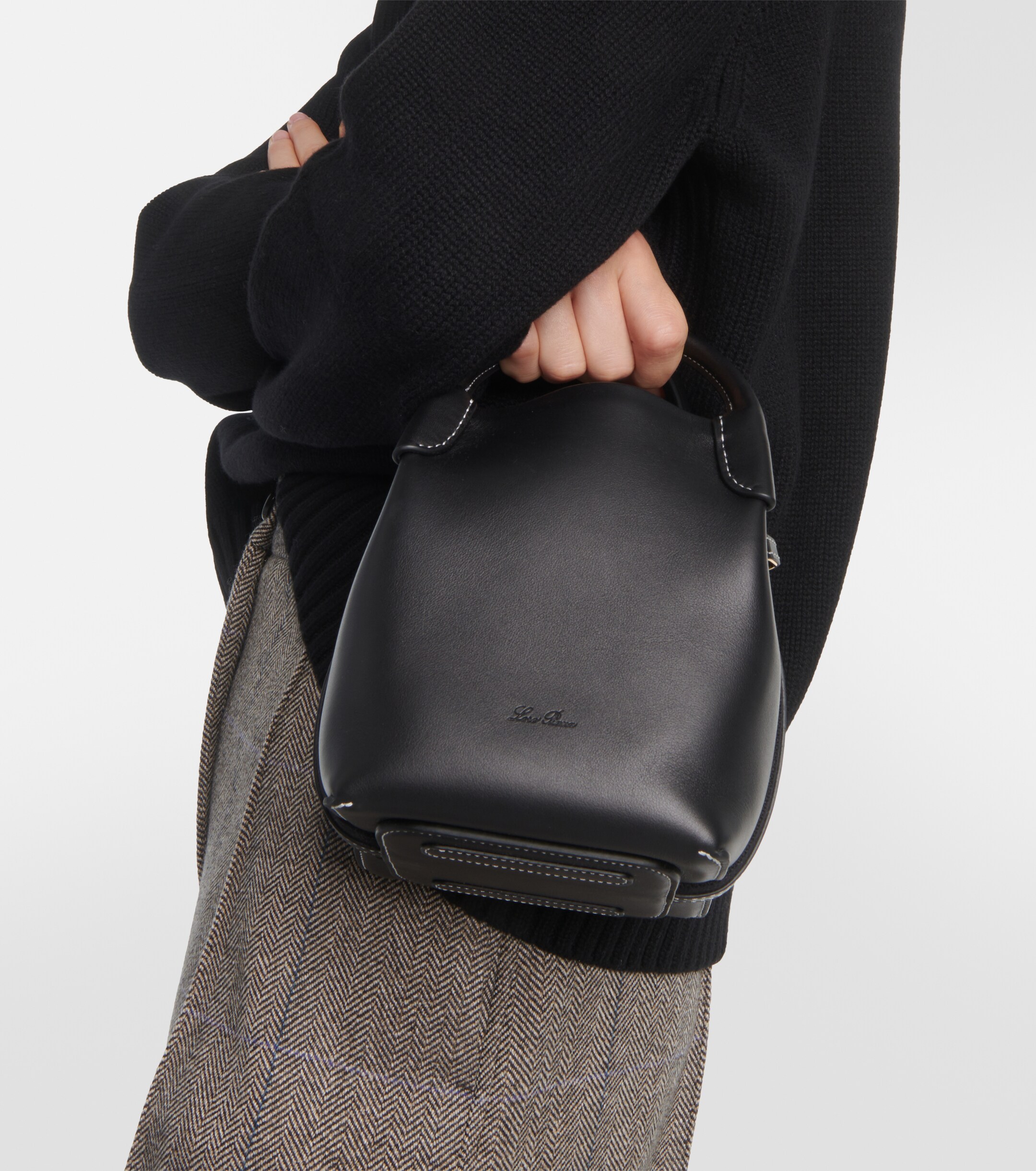 Loro Piana Bale Small leather bucket bag