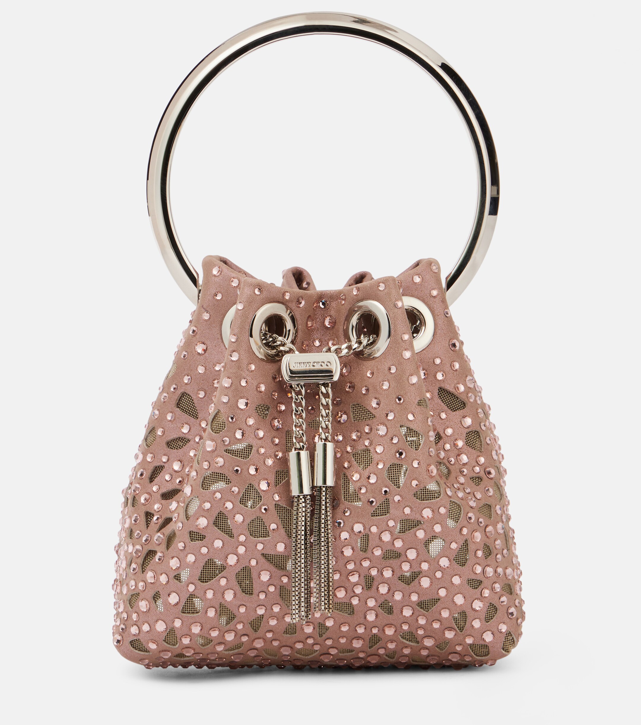 JIMMY CHOO Bon Bon Micro satin bucket bag