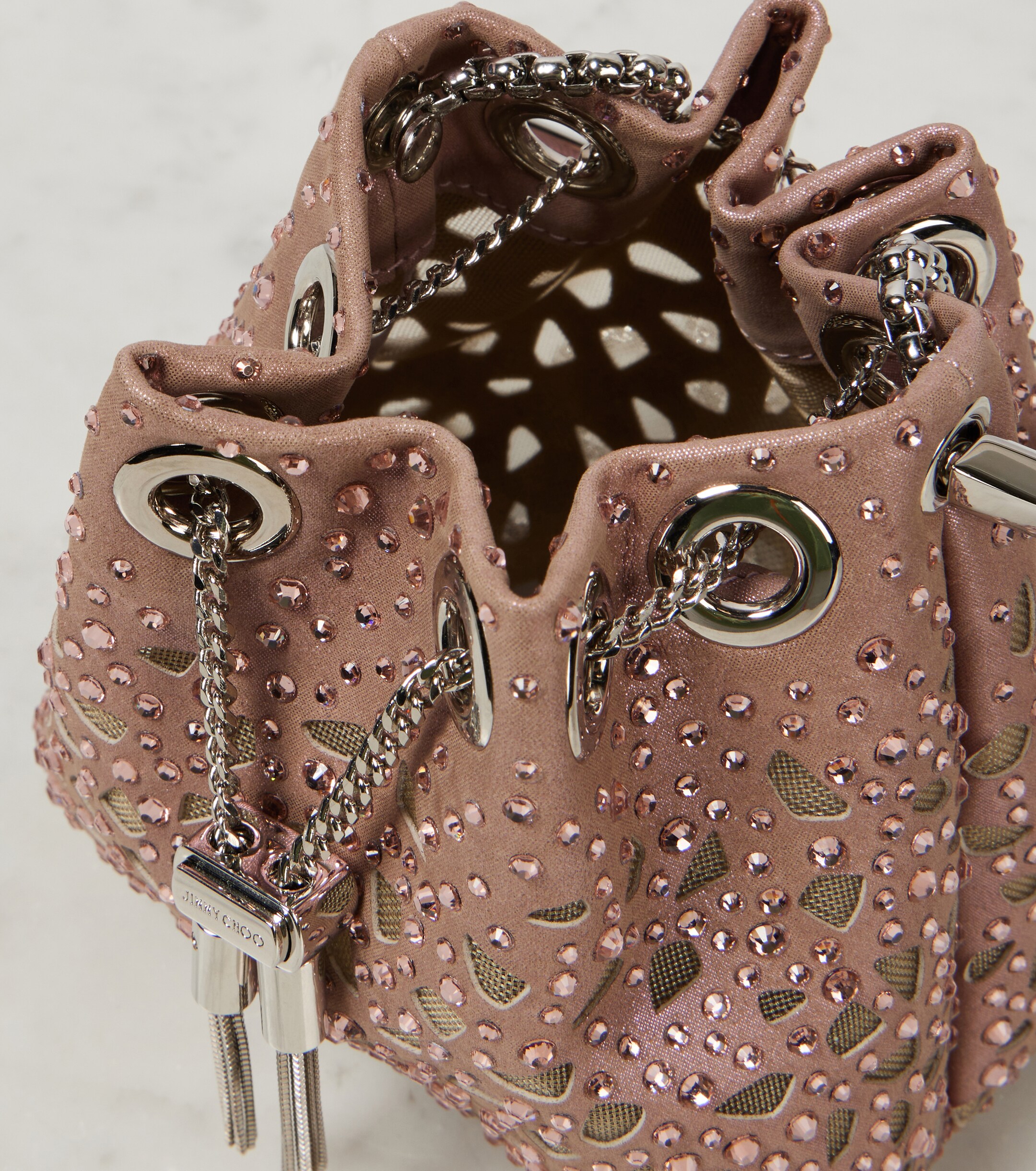 JIMMY CHOO Bon Bon Micro satin bucket bag