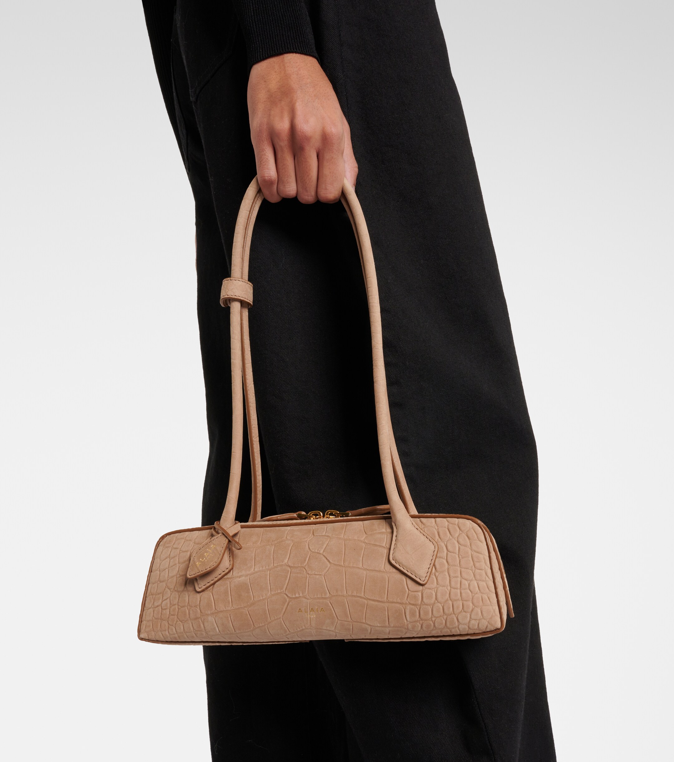 Alaïa Le Teckel Small croc-effect shoulder bag
