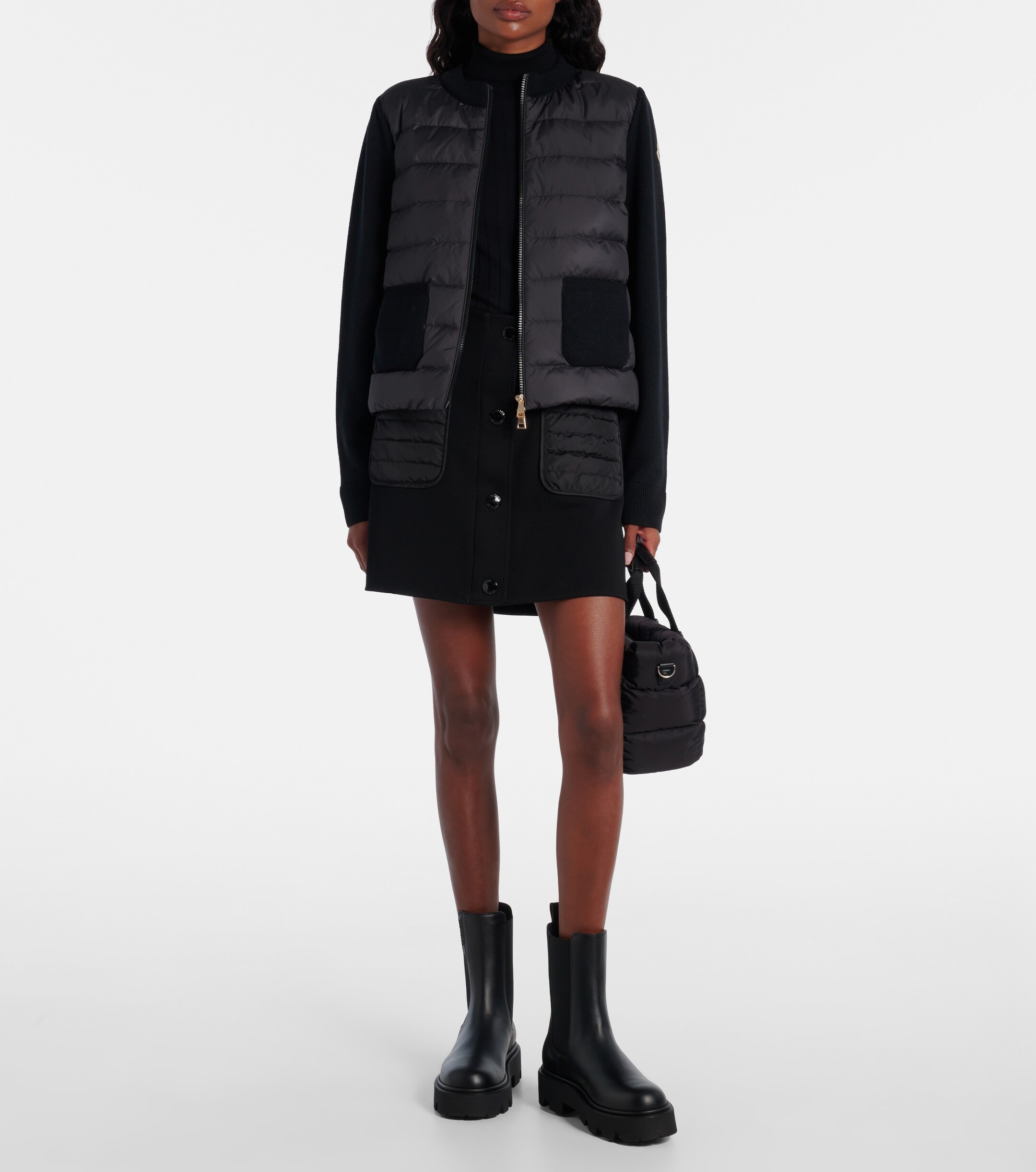 Moncler Down-paneled virgin wool cardigan