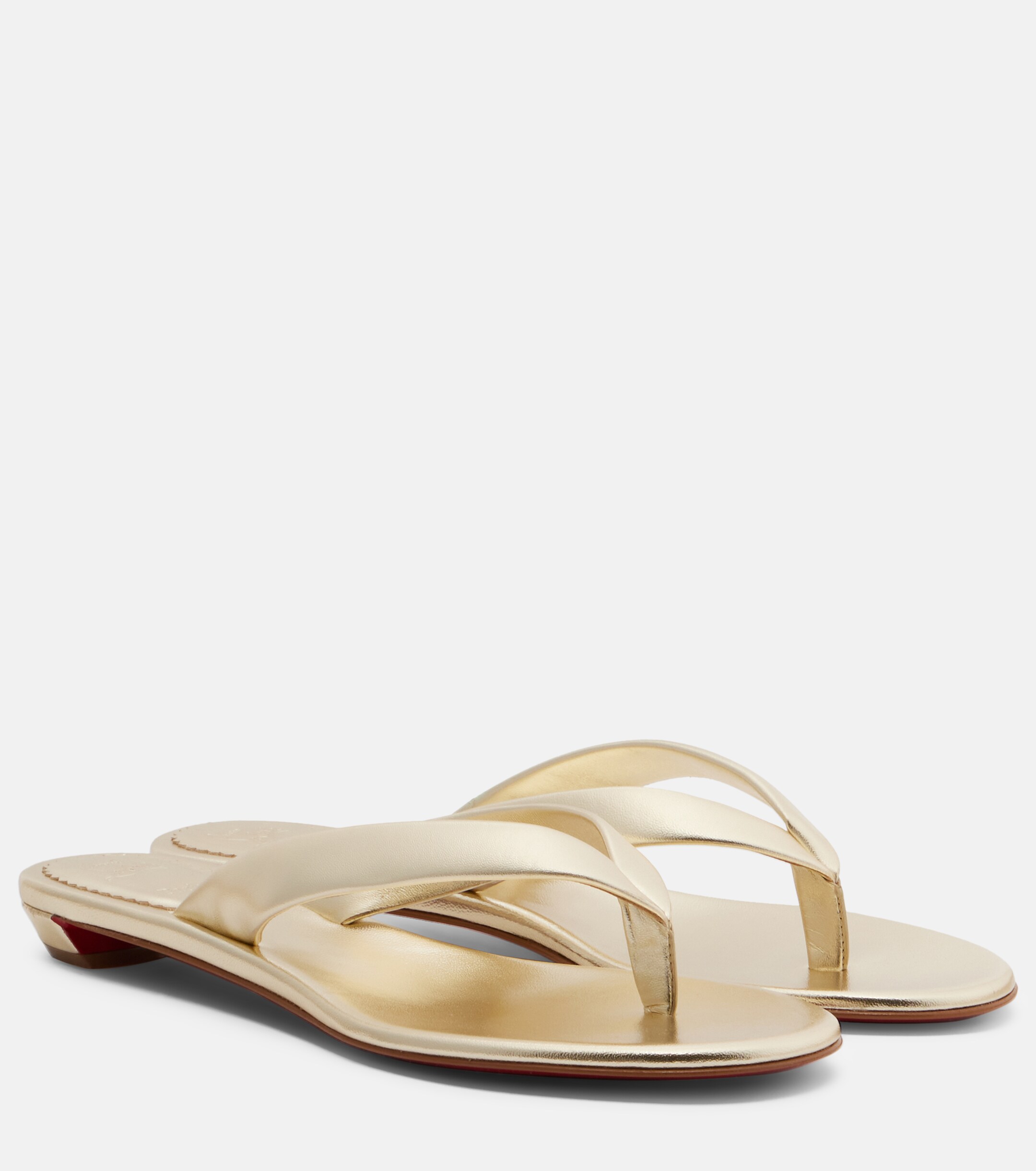 CHRISTIAN LOUBOUTIN Christian Louboutin Miss Z metallic leather thong sandals