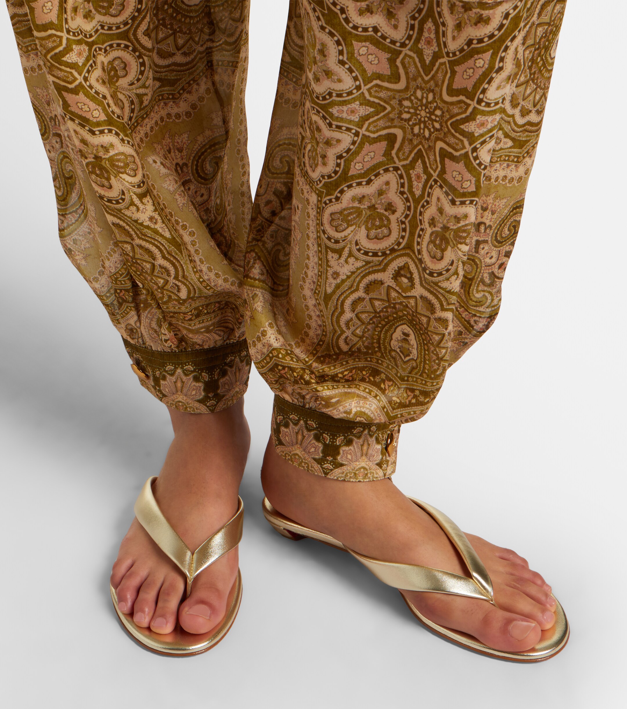 CHRISTIAN LOUBOUTIN Christian Louboutin Miss Z metallic leather thong sandals
