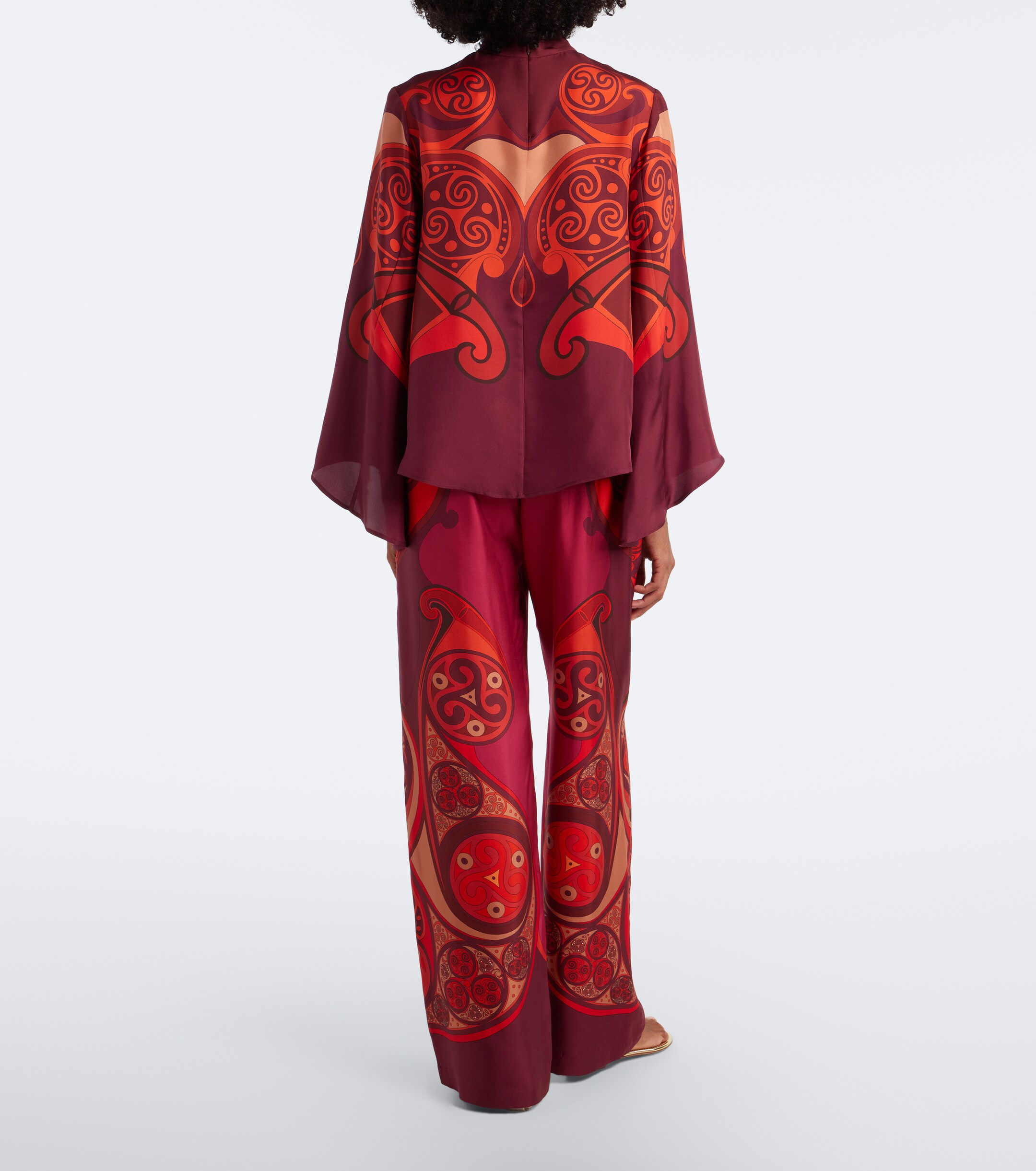 La DoubleJ La DoubleJ Club printed silk twill wide-leg pants