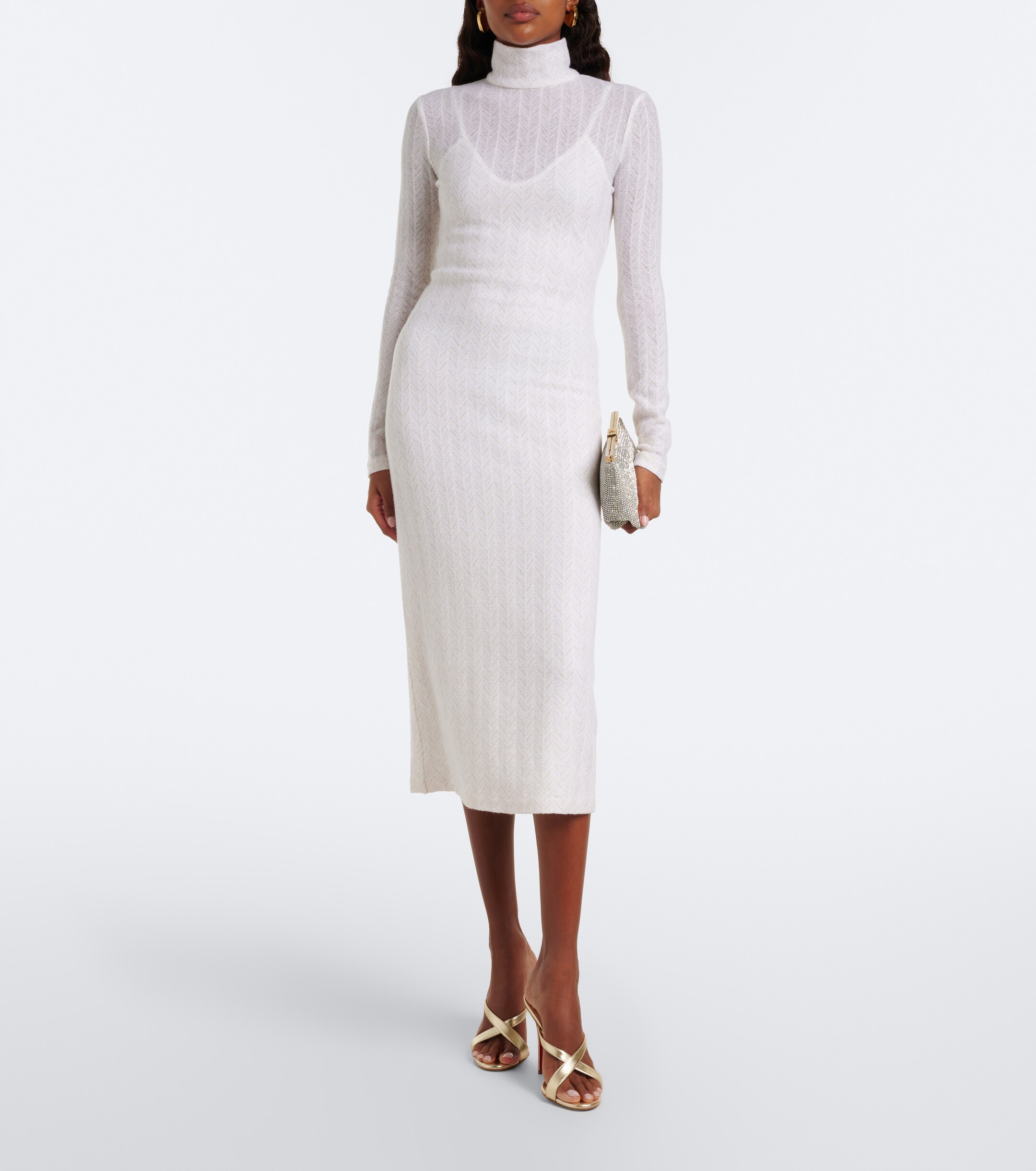 Missoni Missoni Zigzag knitted turtleneck midi dress