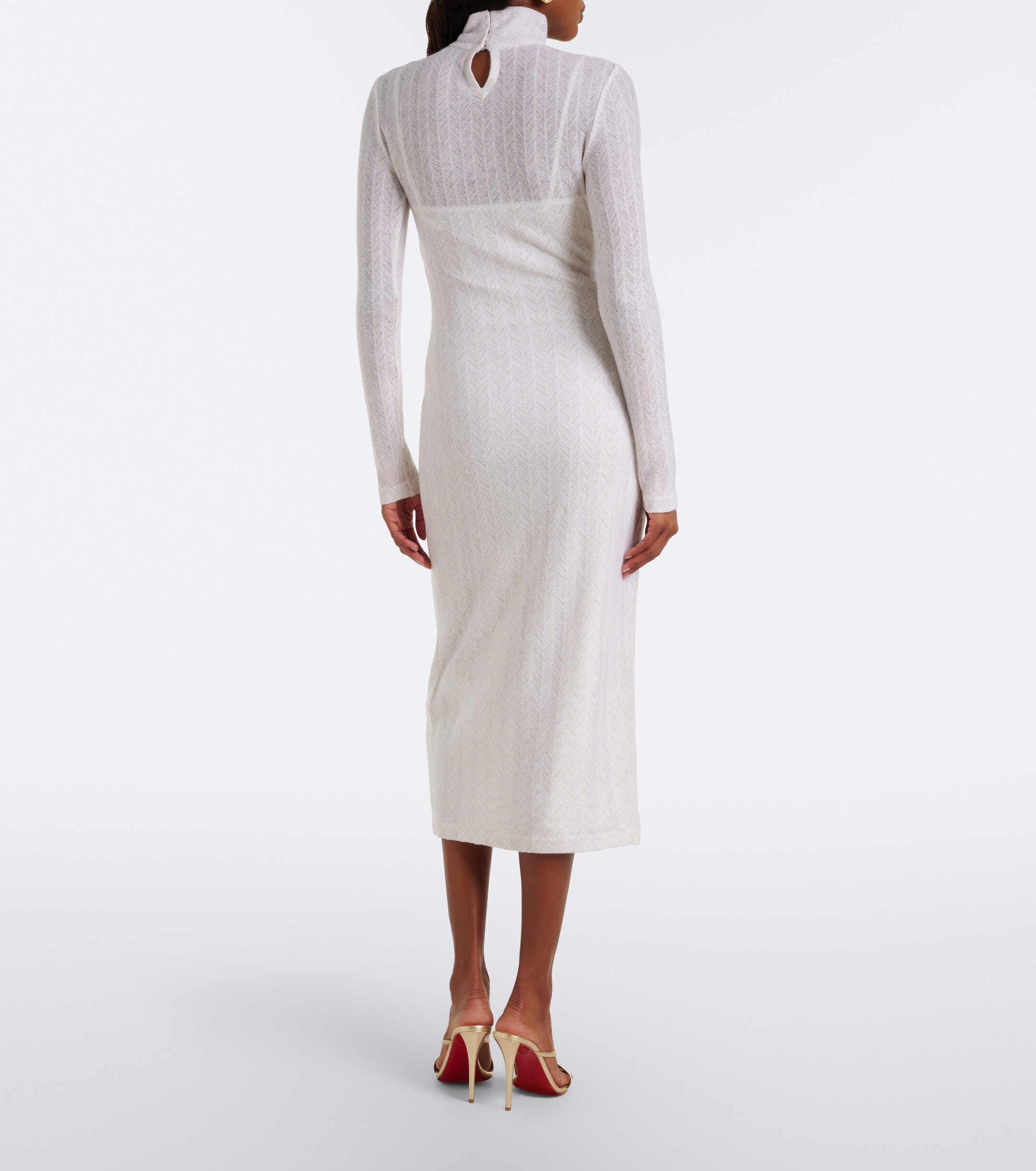 Missoni Missoni Zigzag knitted turtleneck midi dress