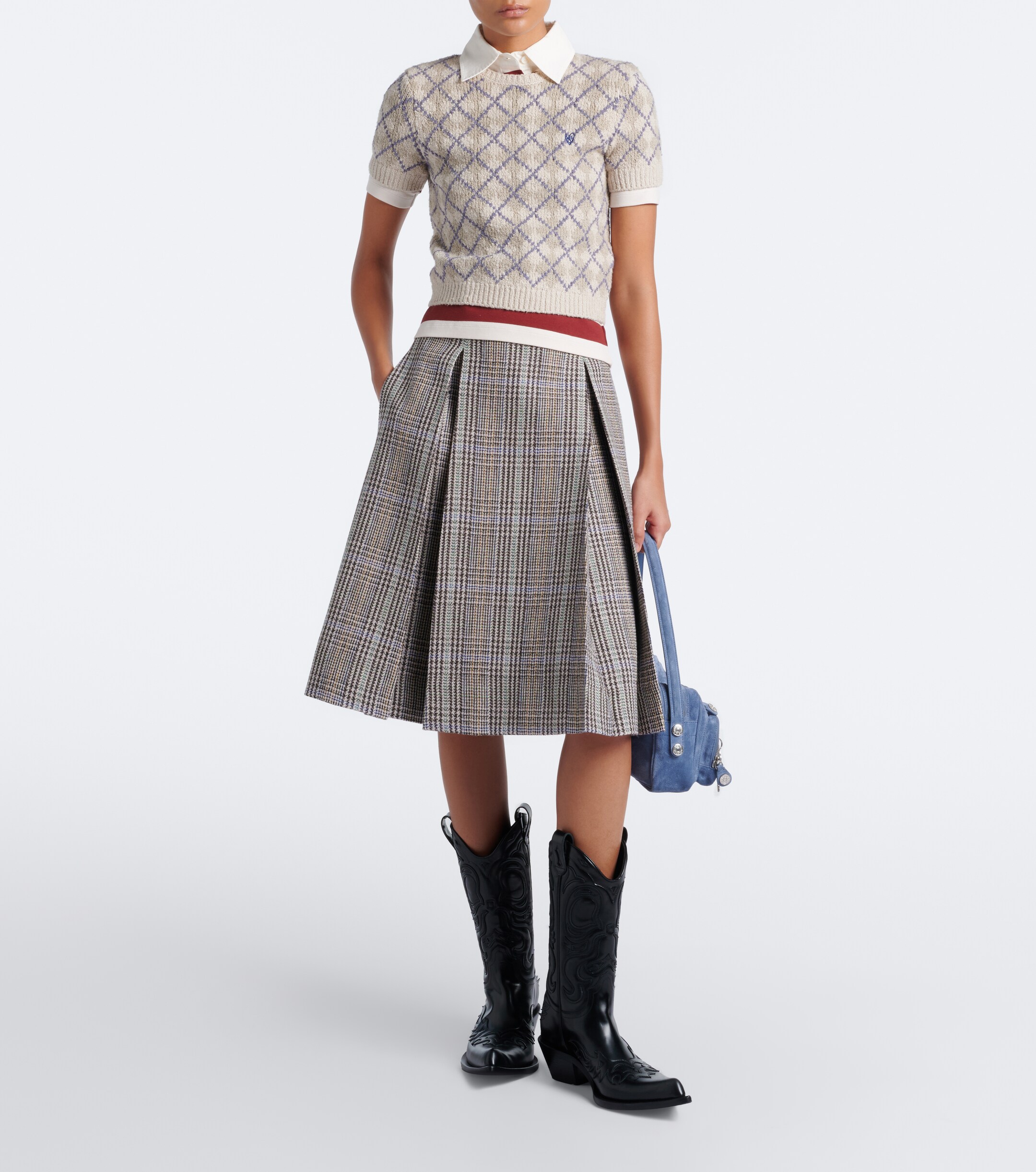 Acne Studios Acne Studios Checked pleated wool midi skirt
