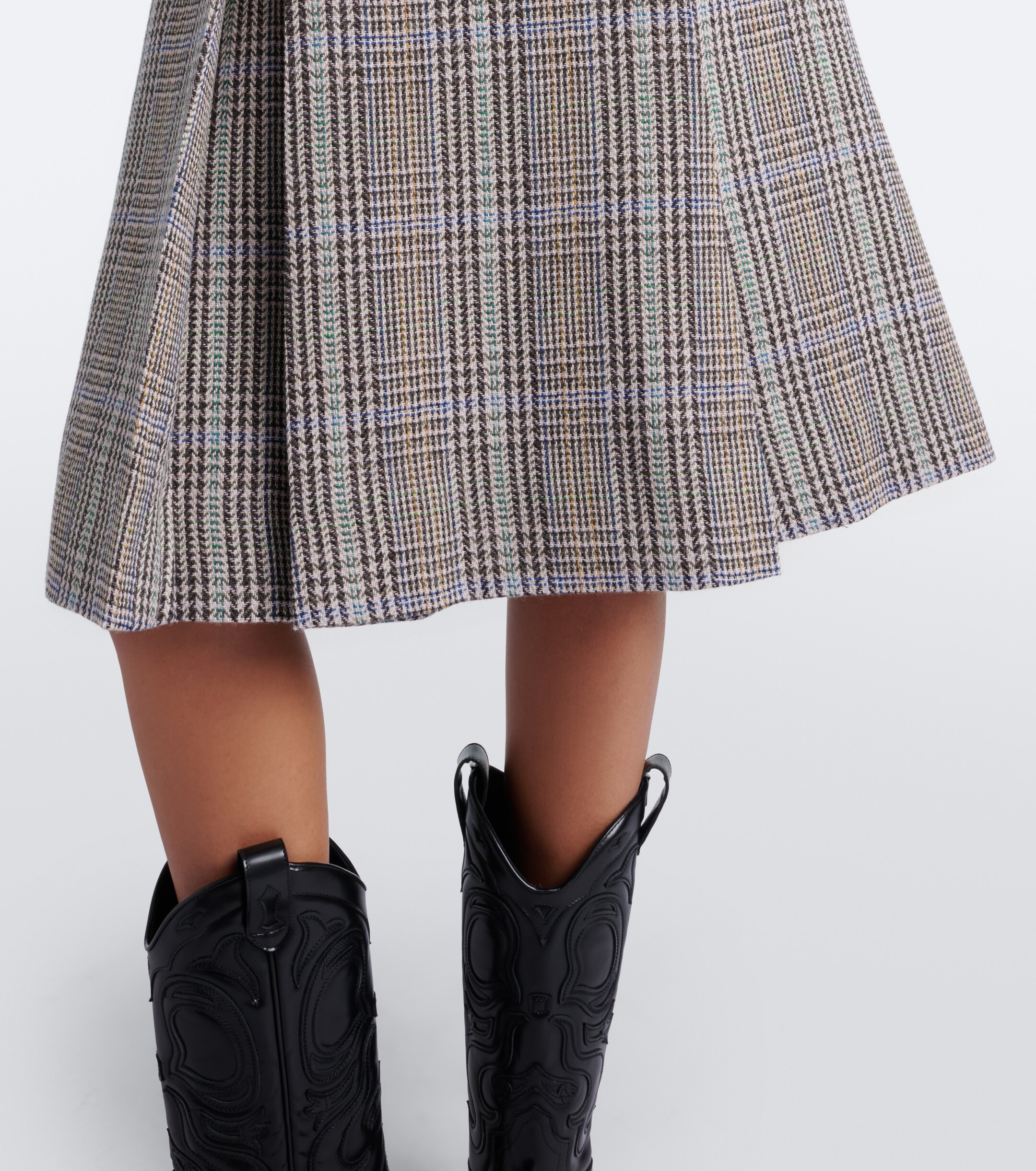 Acne Studios Acne Studios Checked pleated wool midi skirt
