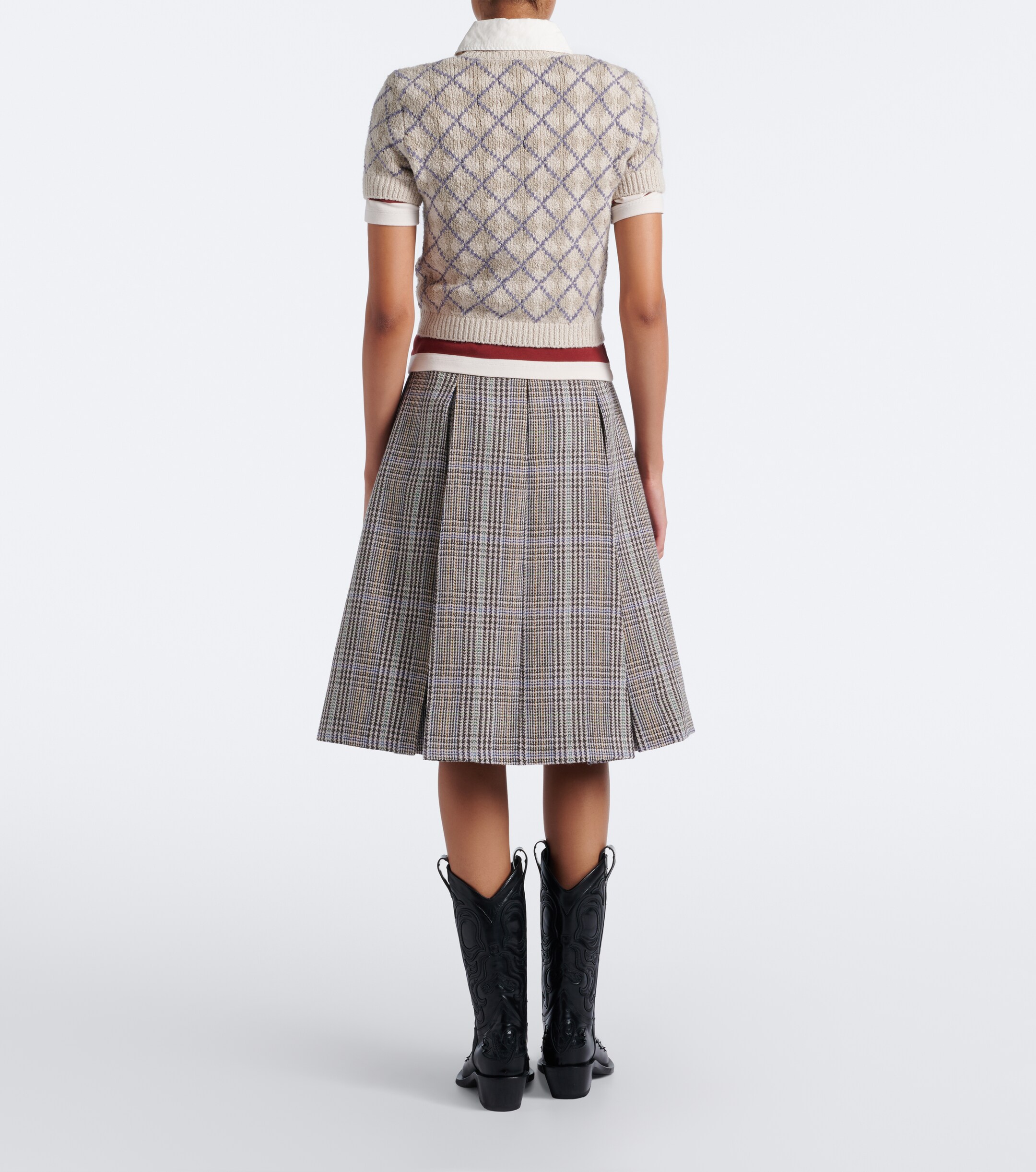 Acne Studios Acne Studios Checked pleated wool midi skirt