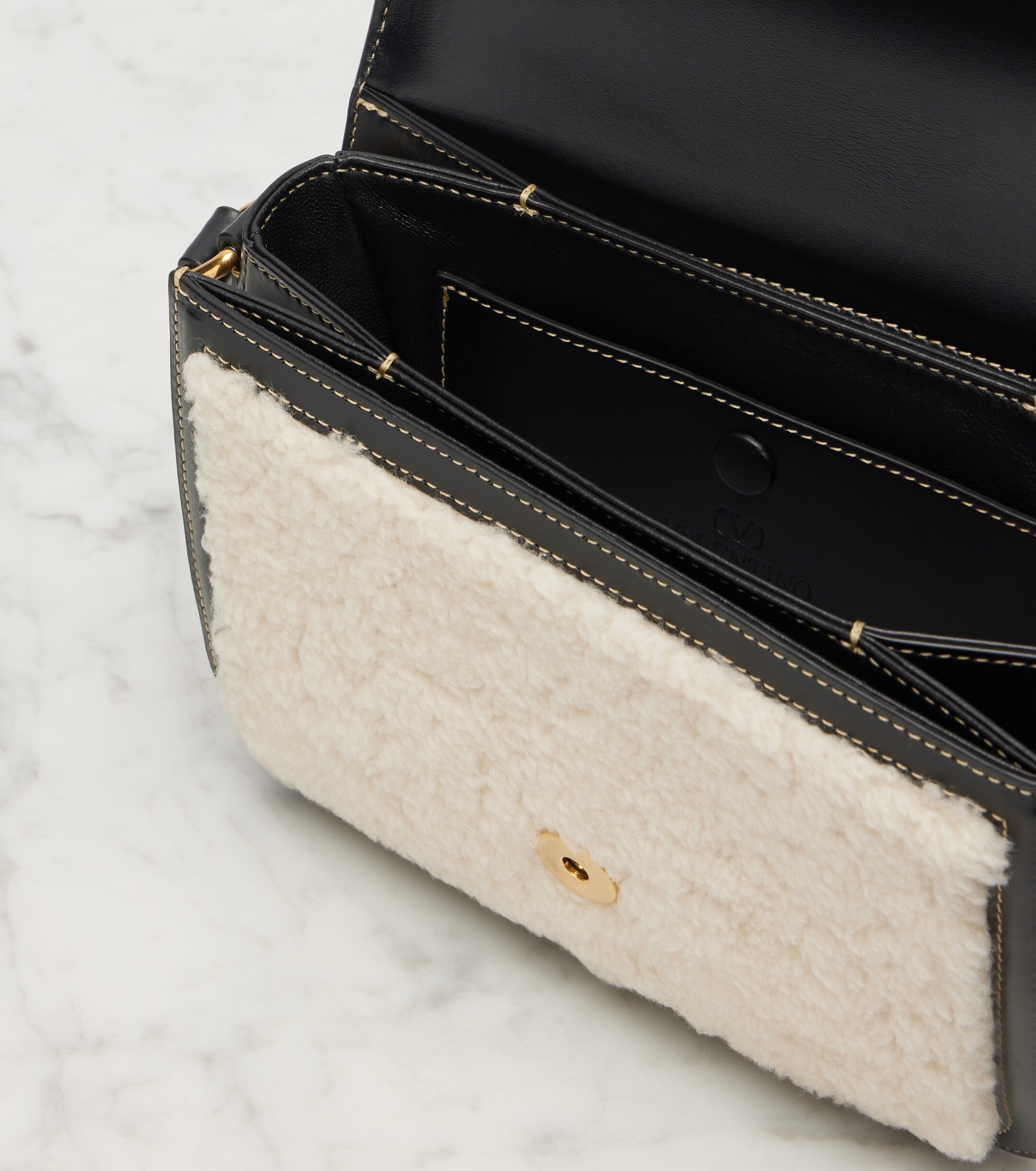 Valentino Garavani 9TO5 shearling and leather shoulder bag thumbnail