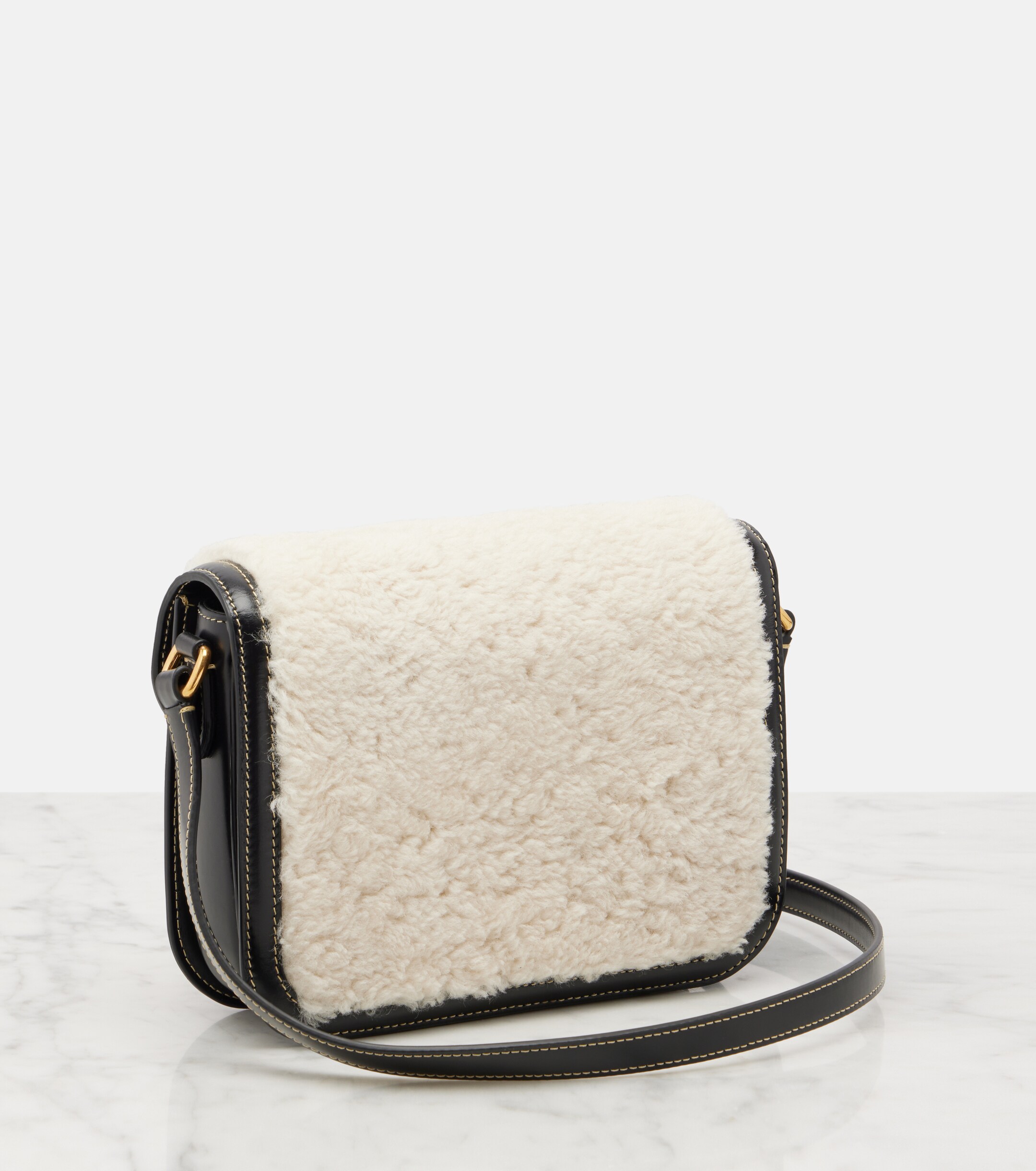Valentino Garavani 9TO5 shearling and leather shoulder bag thumbnail