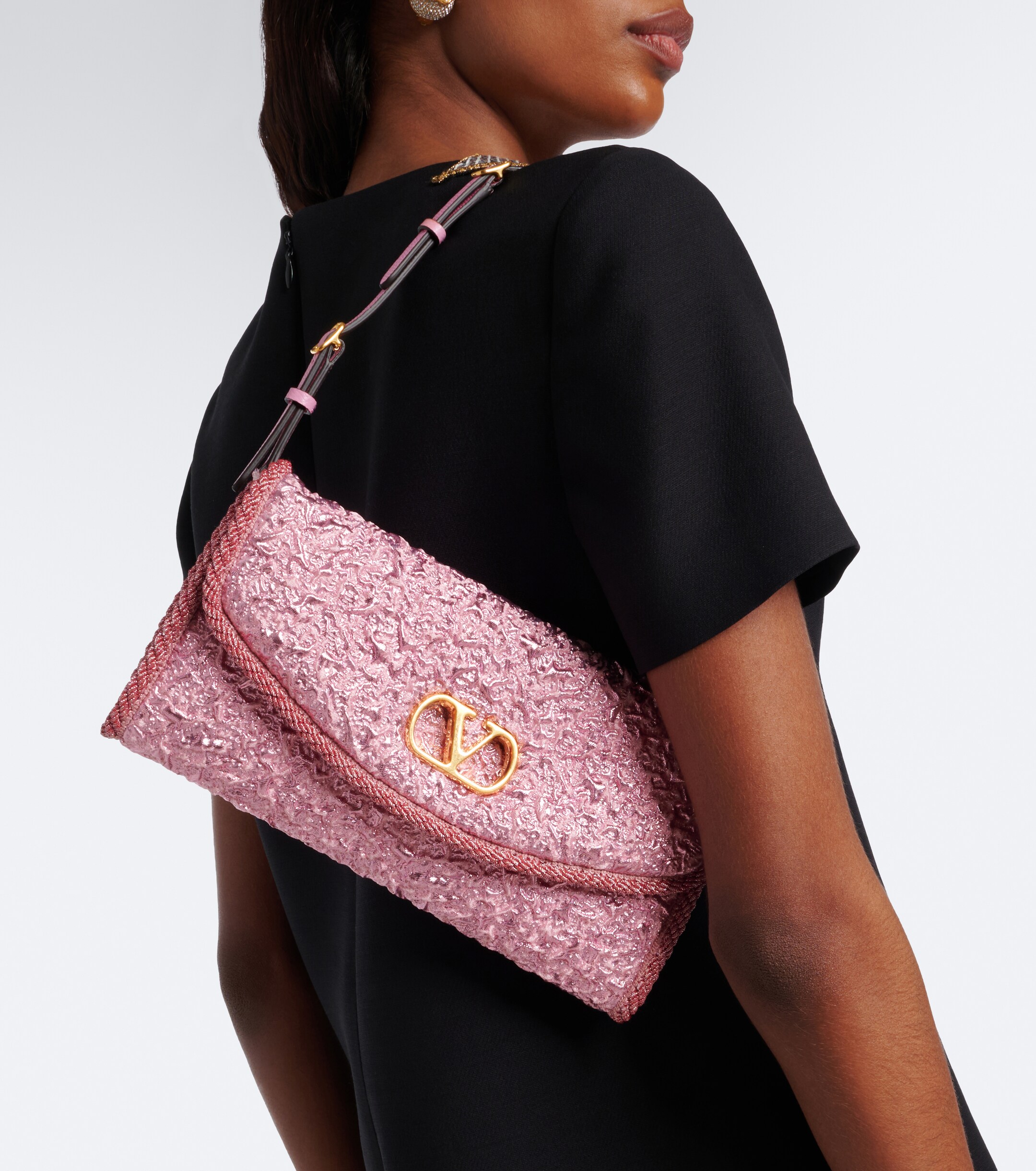 Valentino Garavani DeVain Small cloqué jacquard shoulder bag thumbnail