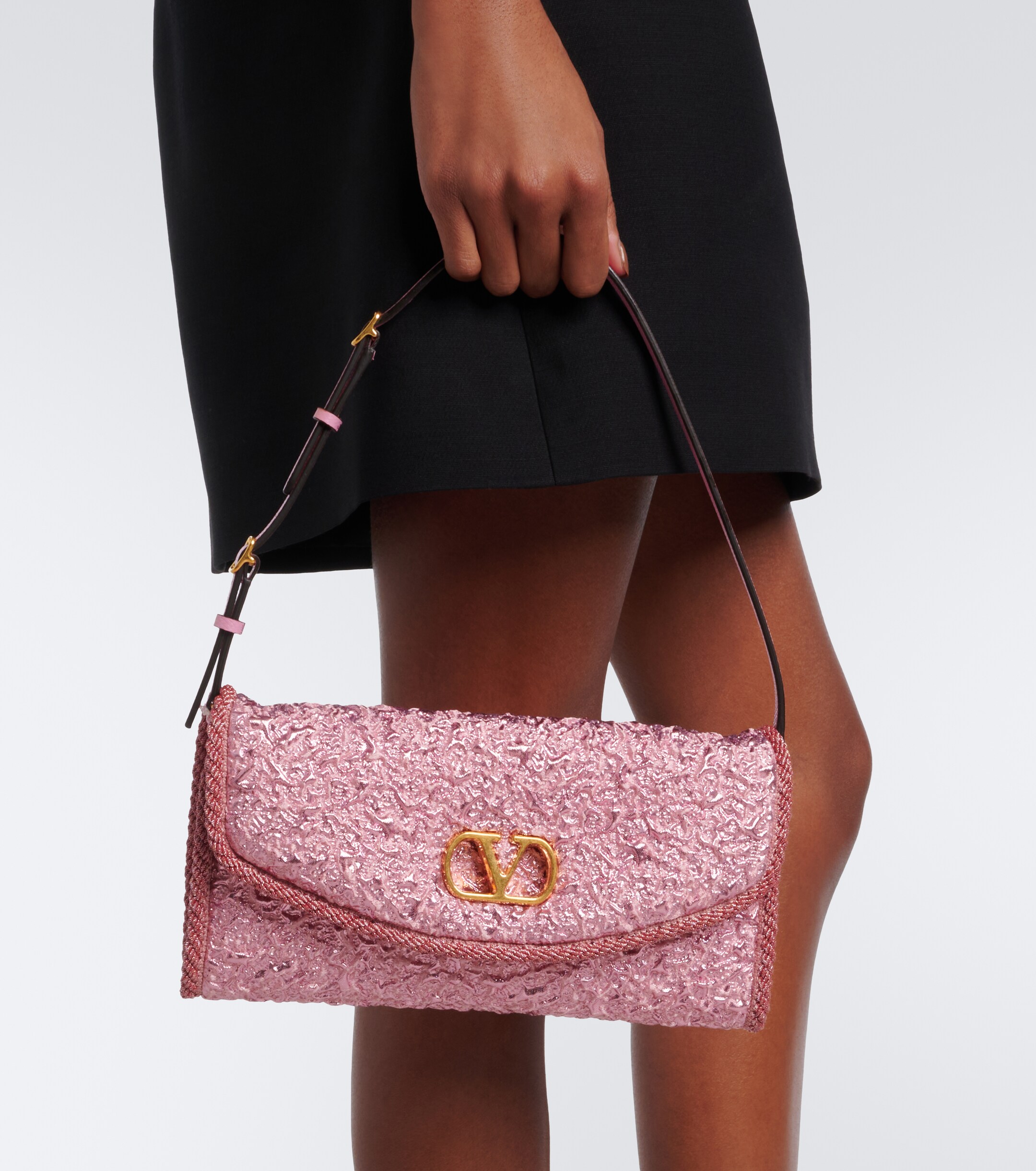 Valentino Garavani DeVain Small cloqué jacquard shoulder bag thumbnail