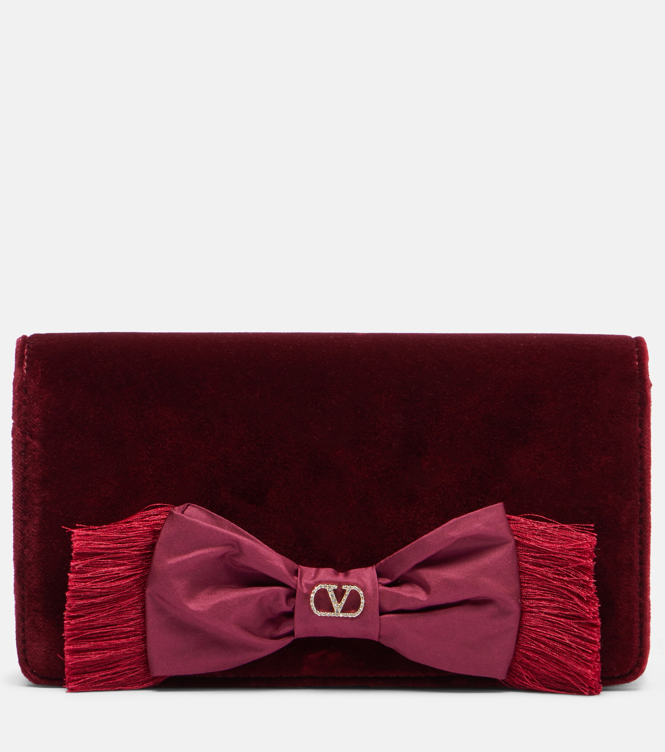 Valentino Garavani VLogo Mini bow-detail velvet clutch