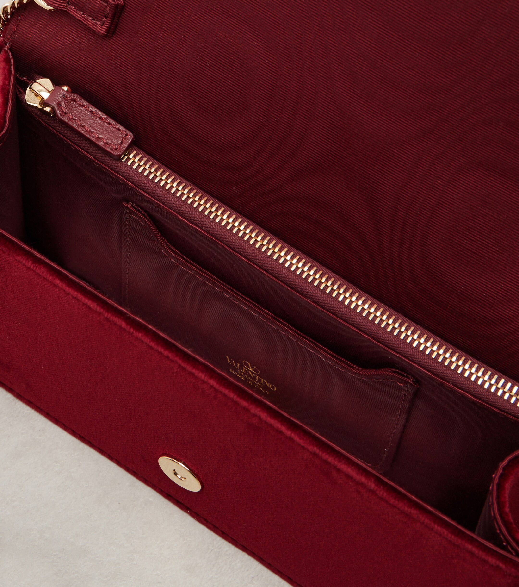 Valentino Garavani VLogo Mini bow-detail velvet clutch thumbnail
