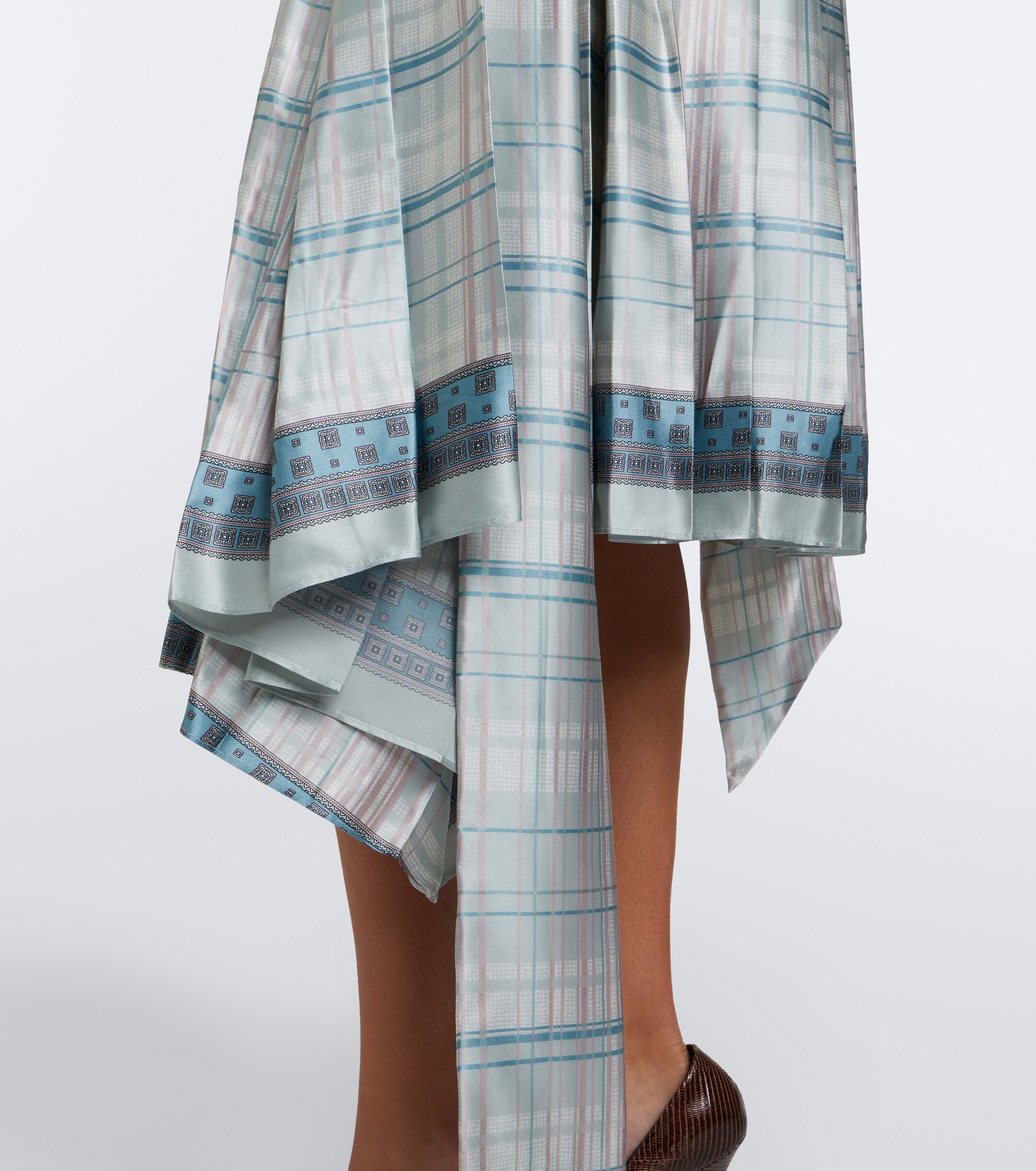 Acne Studios Acne Studios Bow-detail checked silk satin midi skirt