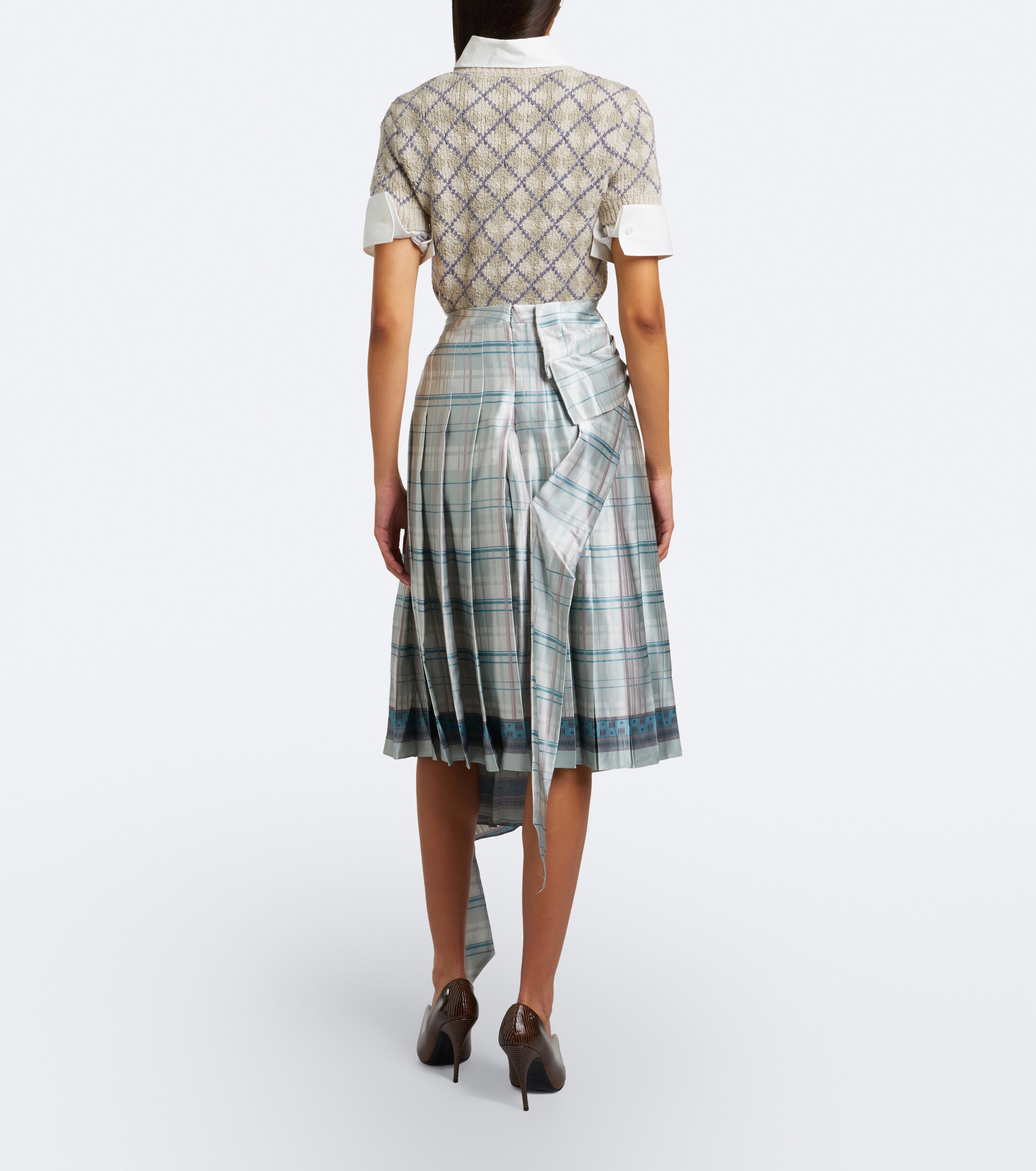 Acne Studios Acne Studios Bow-detail checked silk satin midi skirt