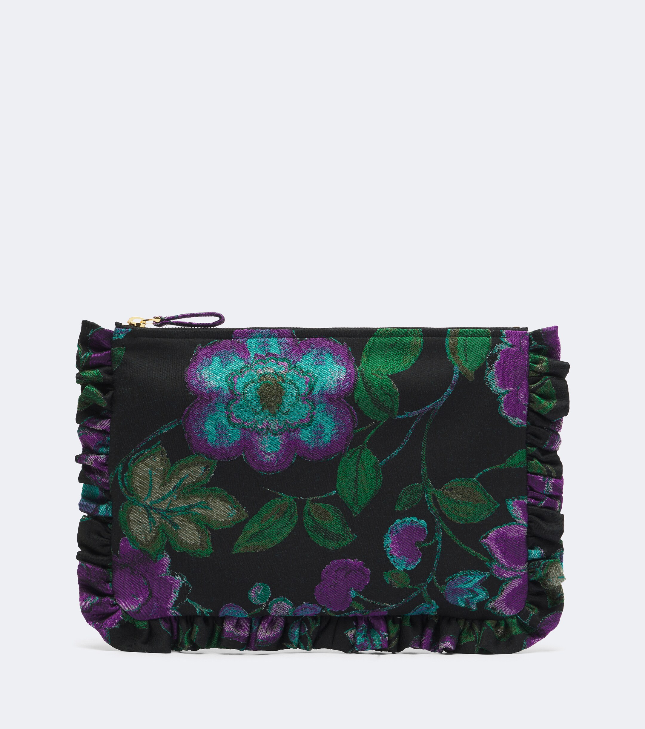 La DoubleJ La DoubleJ Floral ruffled jacquard pouch