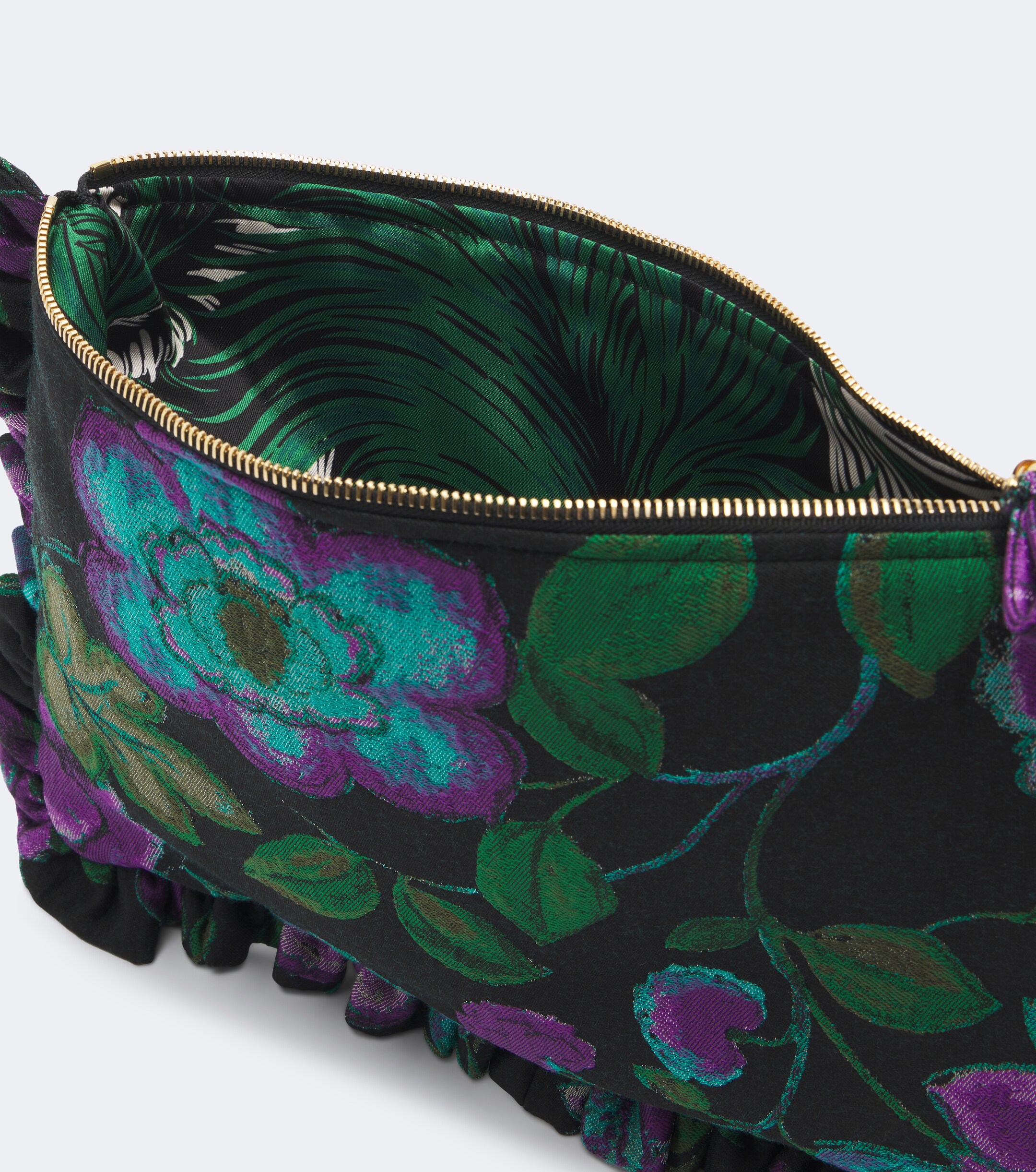 La DoubleJ La DoubleJ Floral ruffled jacquard pouch