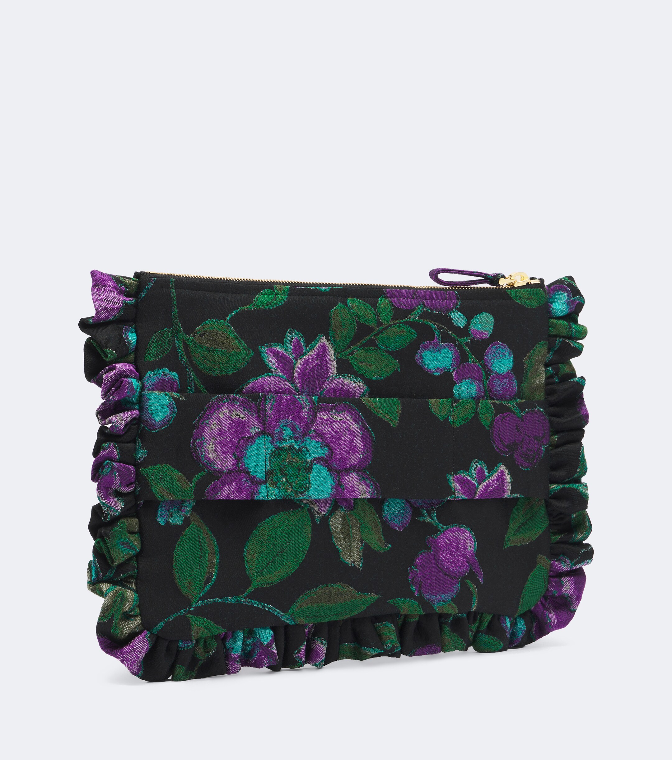 La DoubleJ La DoubleJ Floral ruffled jacquard pouch